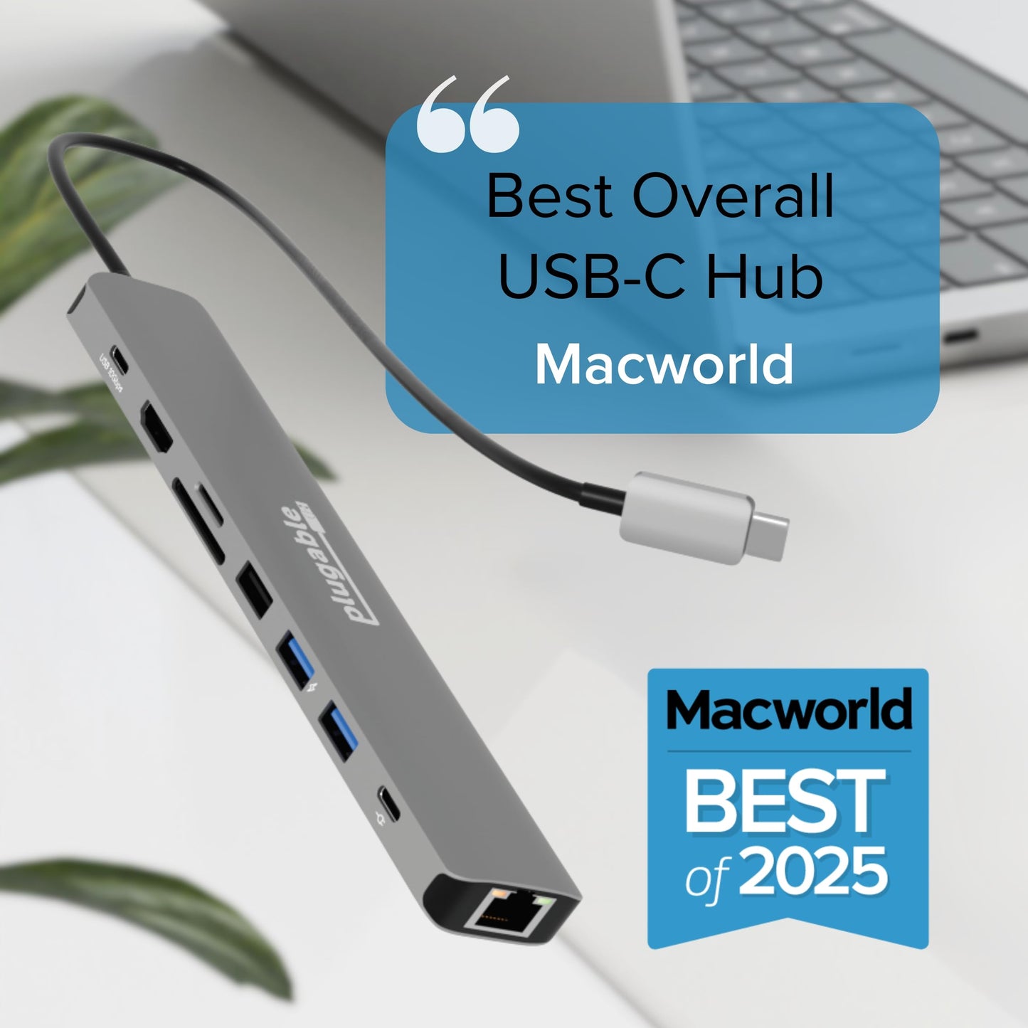 Adaptador Multipuerto USB C Plugable 140W HDMI 4K 60Hz para MacBook, Windows, Chromebook