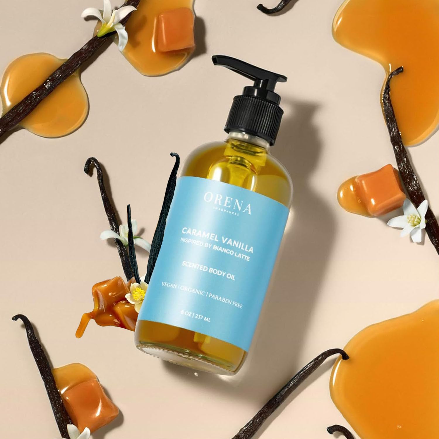 Aceite Corporal Orena Caramel Vanilla Fragancia para Después de la Ducha