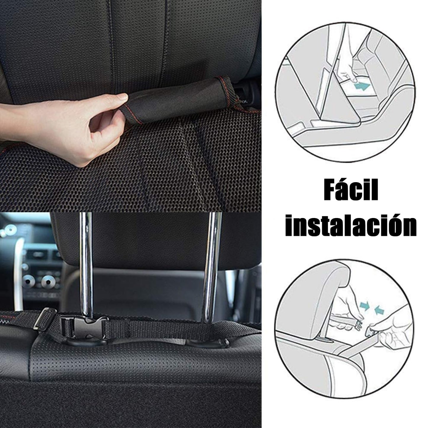 PZIOIU 2 Pieza Protector de Asiento de Coche, Protector de Seguridad de Asiento Infantil,con Dos Bolsas de Almacenamiento,Antiincrustante, fácil de Limpiar,Adecuado para automóviles, SUV, Camiones