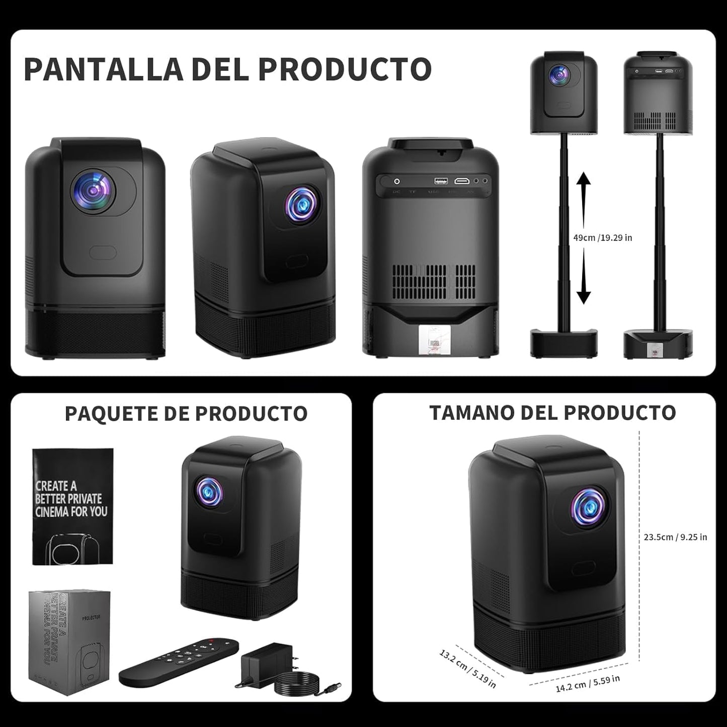 Proyector OCCULO 4K Blanco con WiFi 6 Incorporado y Tripie Retráctil