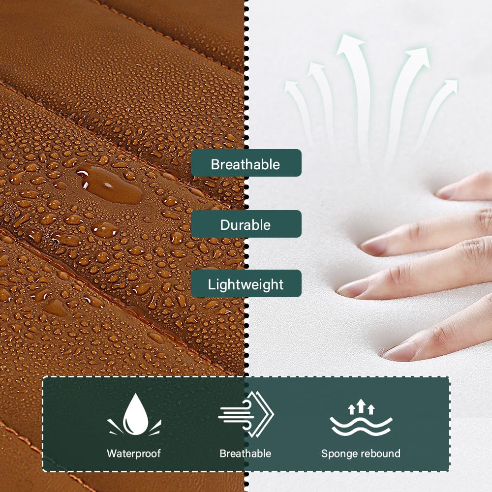 BFTOU Taburete Giratorio Cuadrado con Rueda para el Trabajo Silla de Taburete rodante Ajustable en Altura y rentable de SPA Shop Massage con Respaldo (marrón)