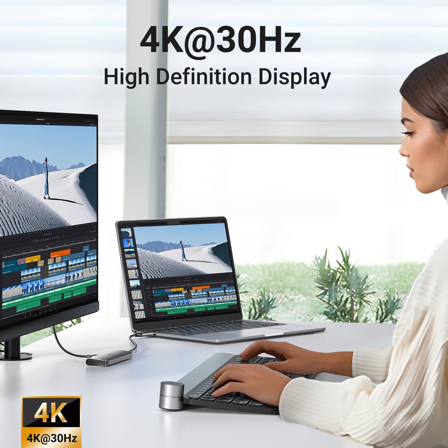 Adaptador USB C UGREEN HDMI 4K Plata con Lector de Tarjeta y 3 USB 3.0