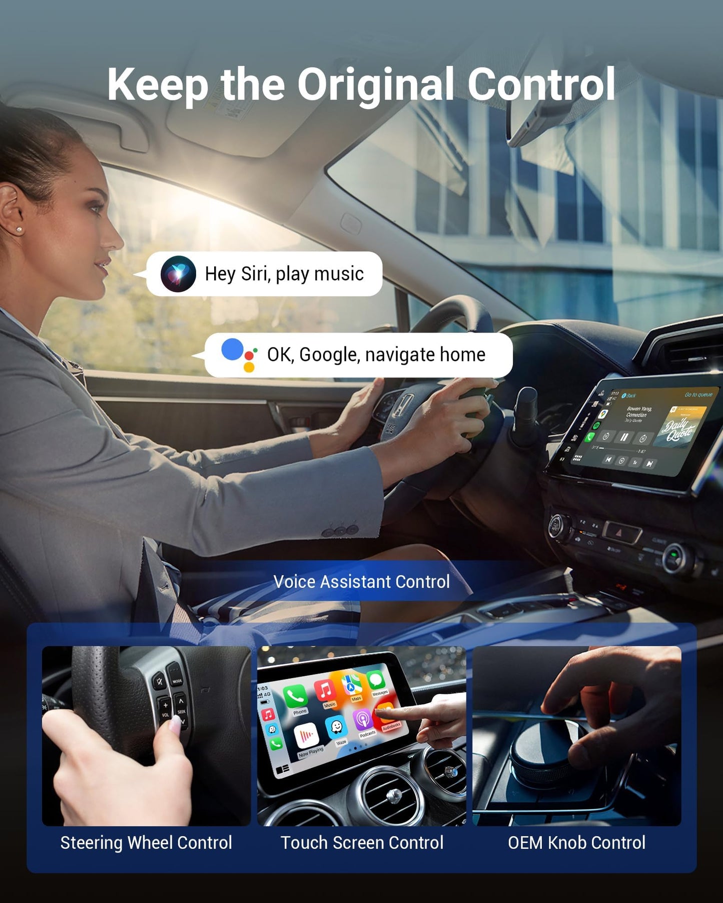 Adaptador CarPlay y Android Auto OTTOCAST Pro blanco con WiFi de 5 GHz para CarPlay OEM