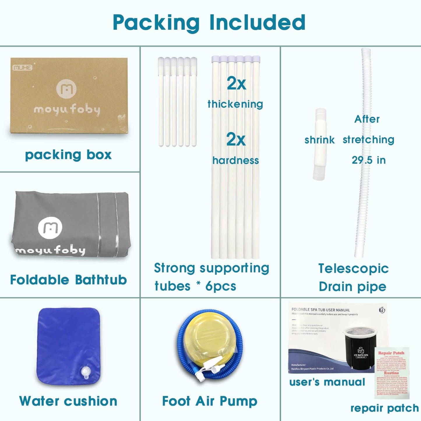 Tina de Hielo Inflable Portátil para Exteriores Azul para Adultos