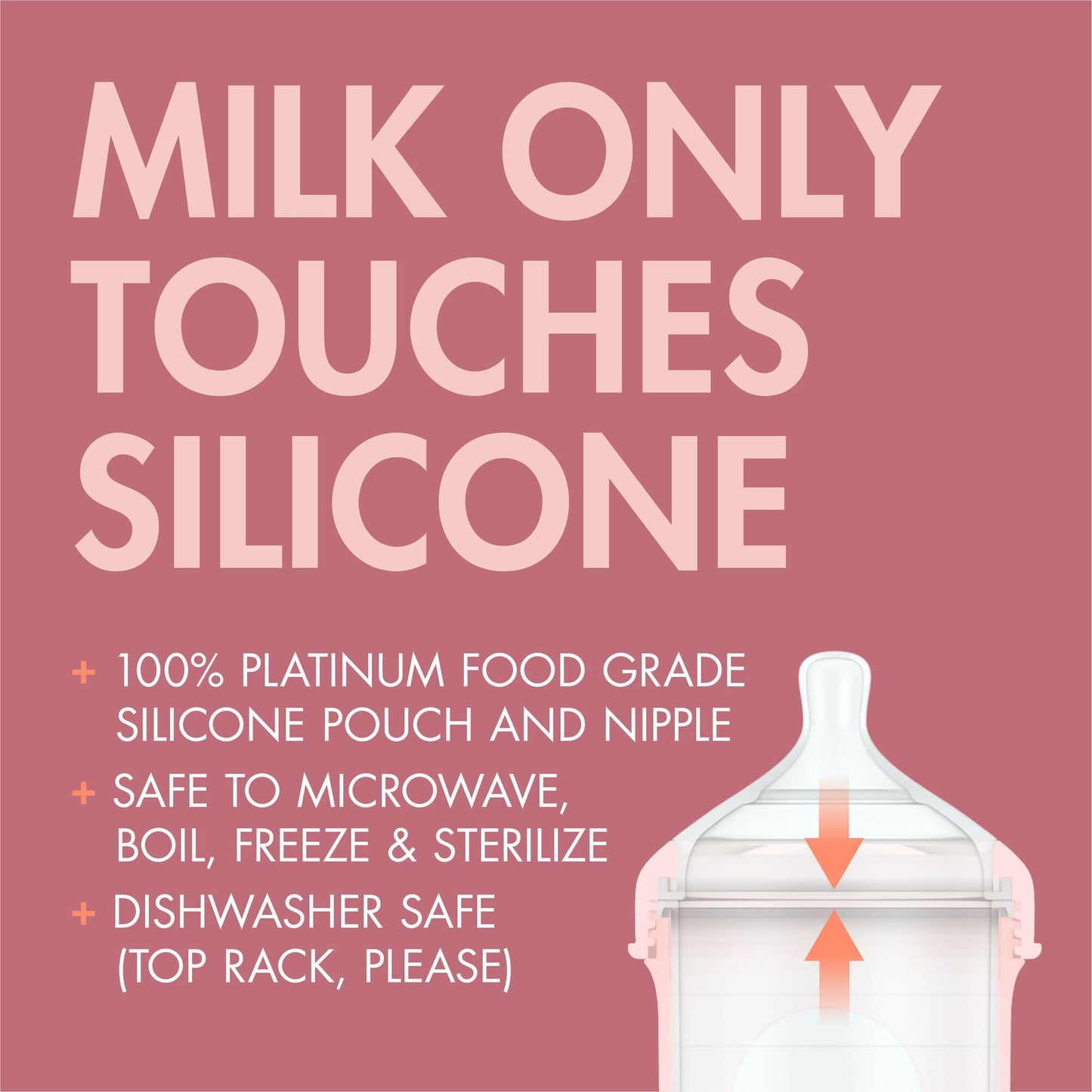 Boon NURSH SILICONE POUCH BOTTLE 4oz 3pk - Pink Multi