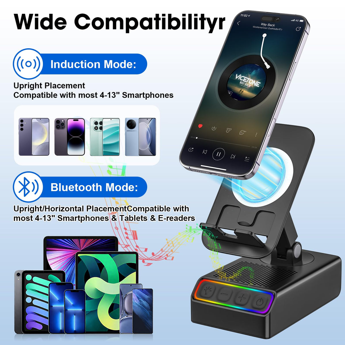 Altavoz Bluetooth Enfriliv Colorida Inducción Inalámbrica 5 en 1 para Hombre