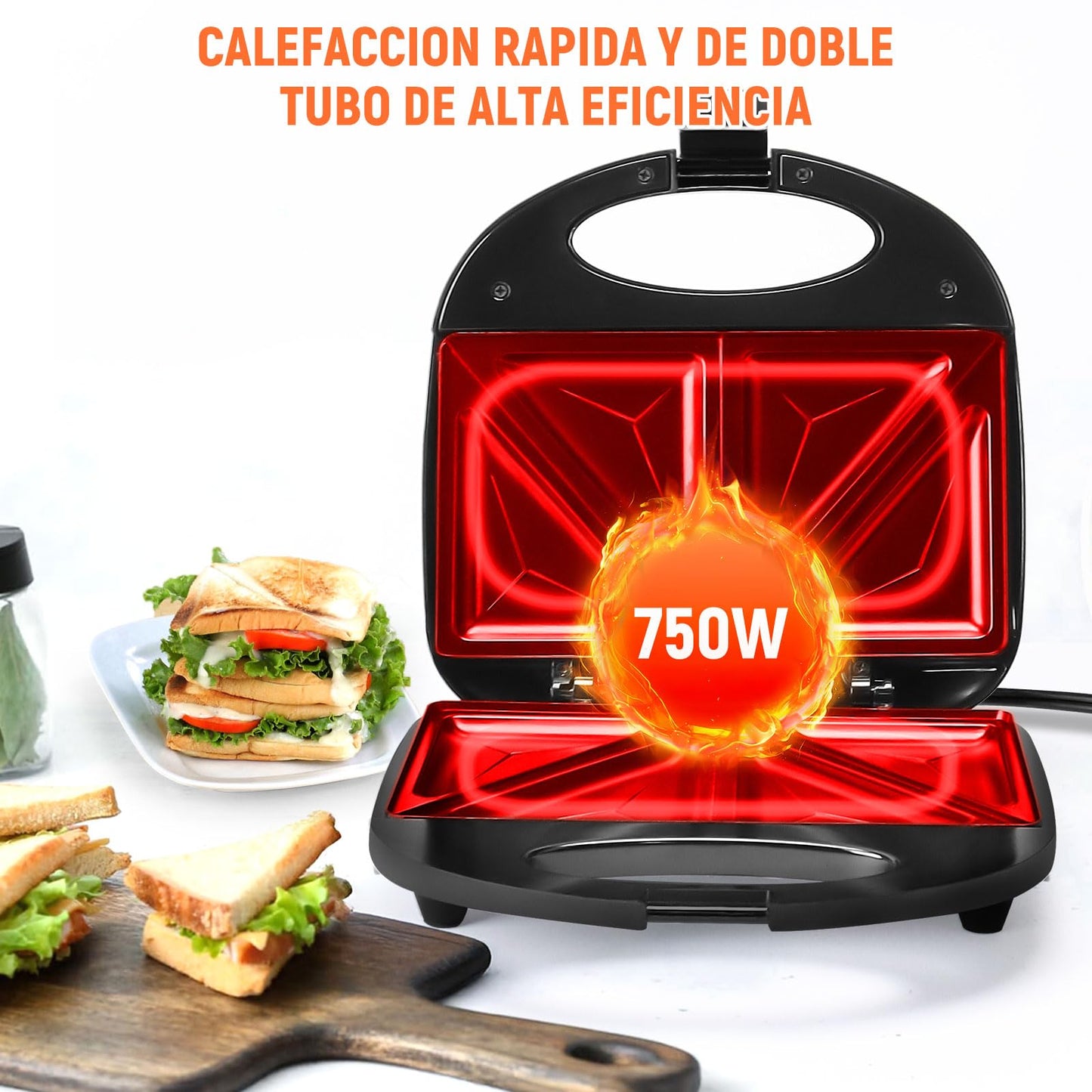 LSXD Sandwichera 750W, Panini Electrica con Recubrimiento Antiadherente, Luz Indicadora, Fácil de Limpiar, Mini Prensa para Hacer 2 Sandwiches, Pequeños Cocina Electrodomesticos (Negro)