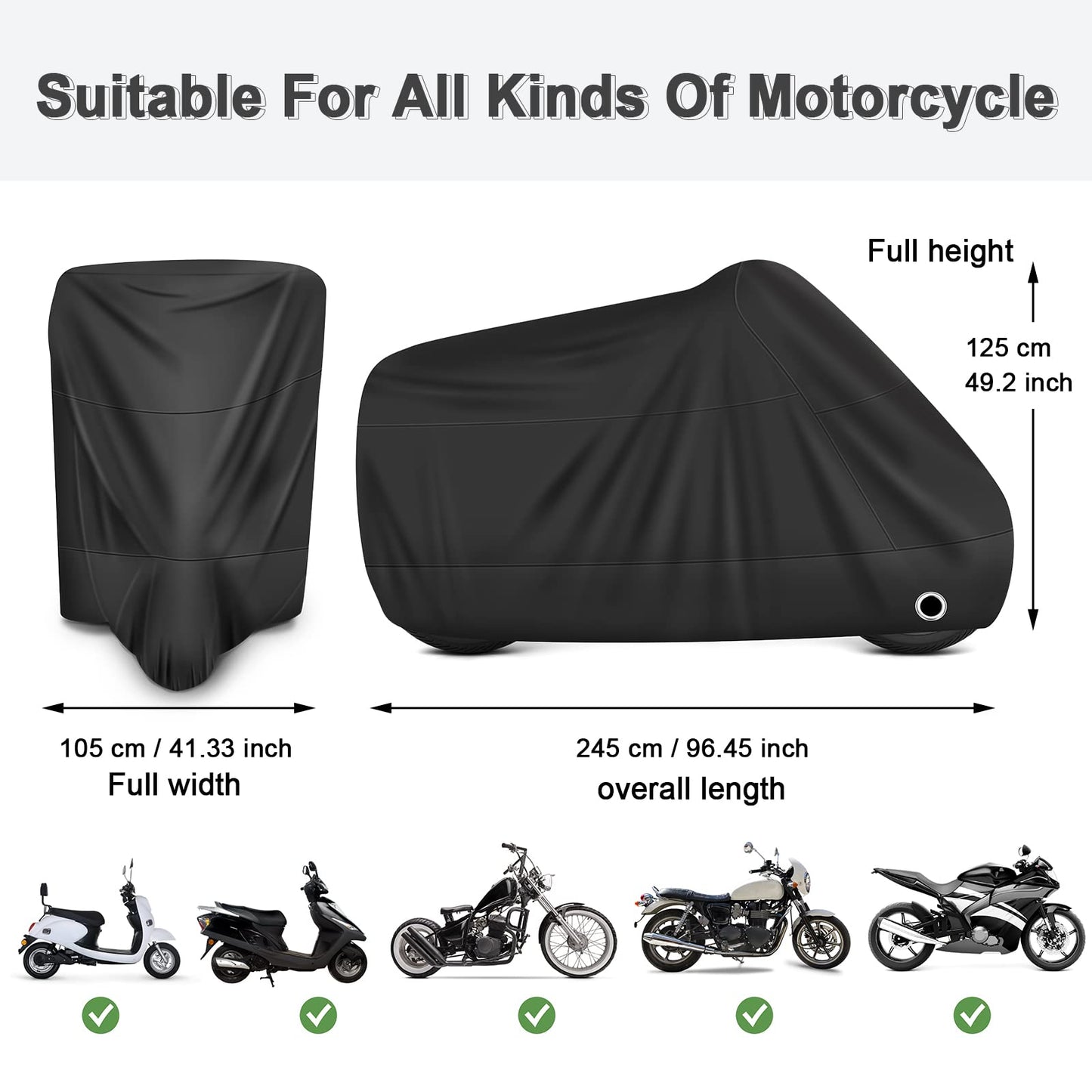 LIHAO Funda Moto 190T Cubierta Impermeable de Motos Funda Protectora Moto Resistente al Agua Polvo Viento y Anti-UV