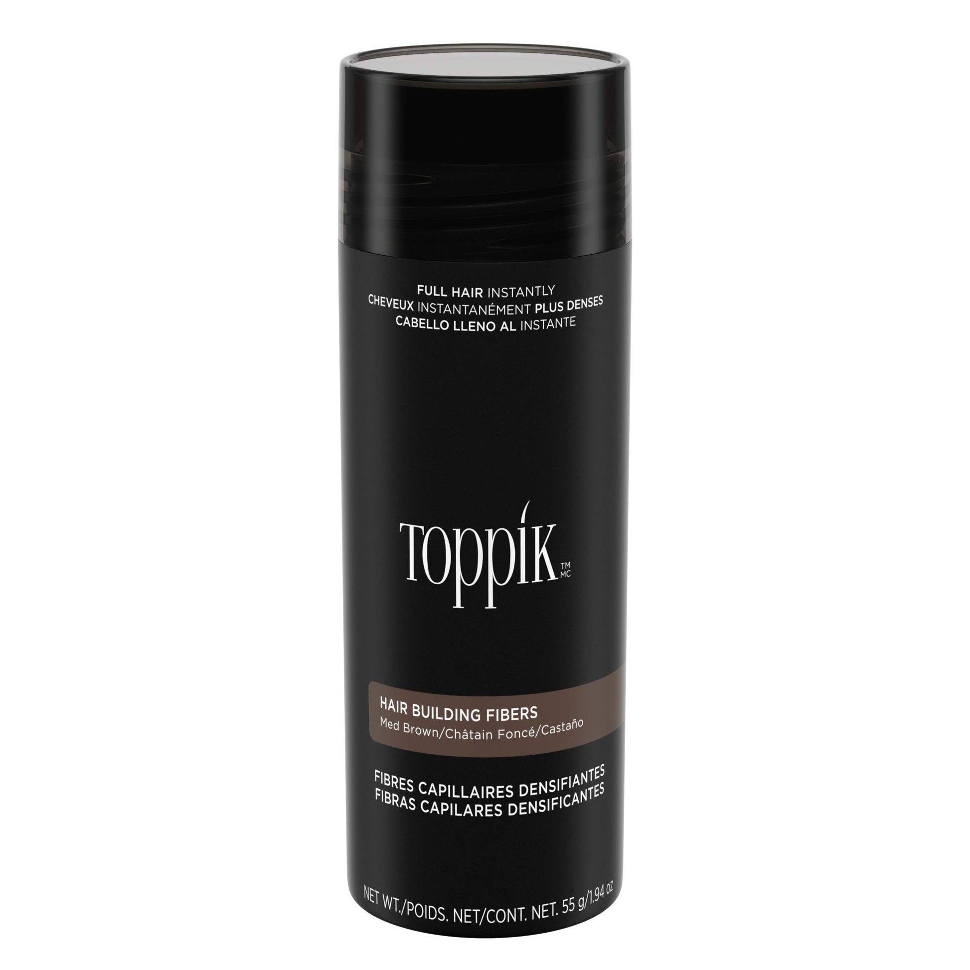 TOPPIK Hair Building Fibers, Medium Brown, 1.94 oz.