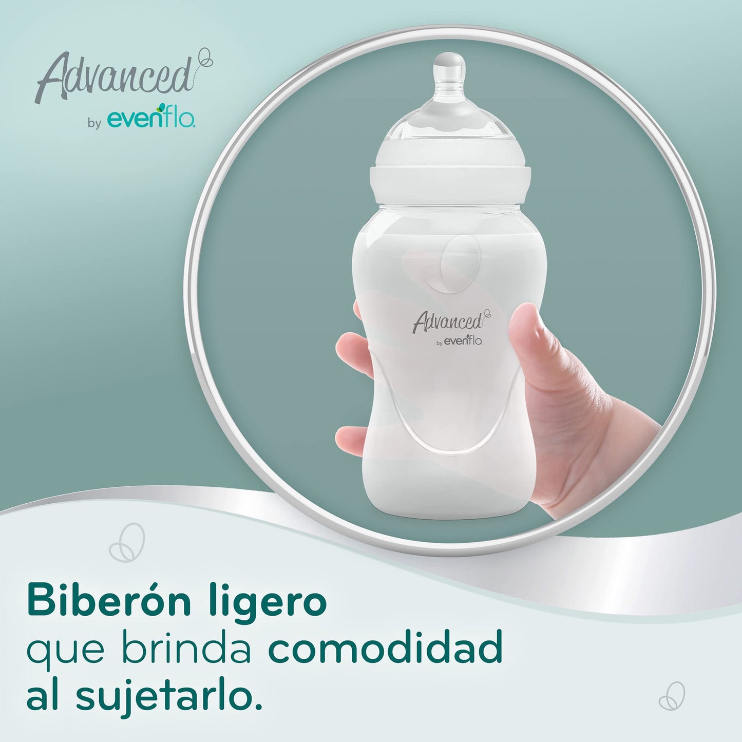 Advanced by Evenflo, Biberón Anticólicos Cuello Ancho, Transparente, Flujo Medio, 9oz/270ml, 1 pieza, MEX.