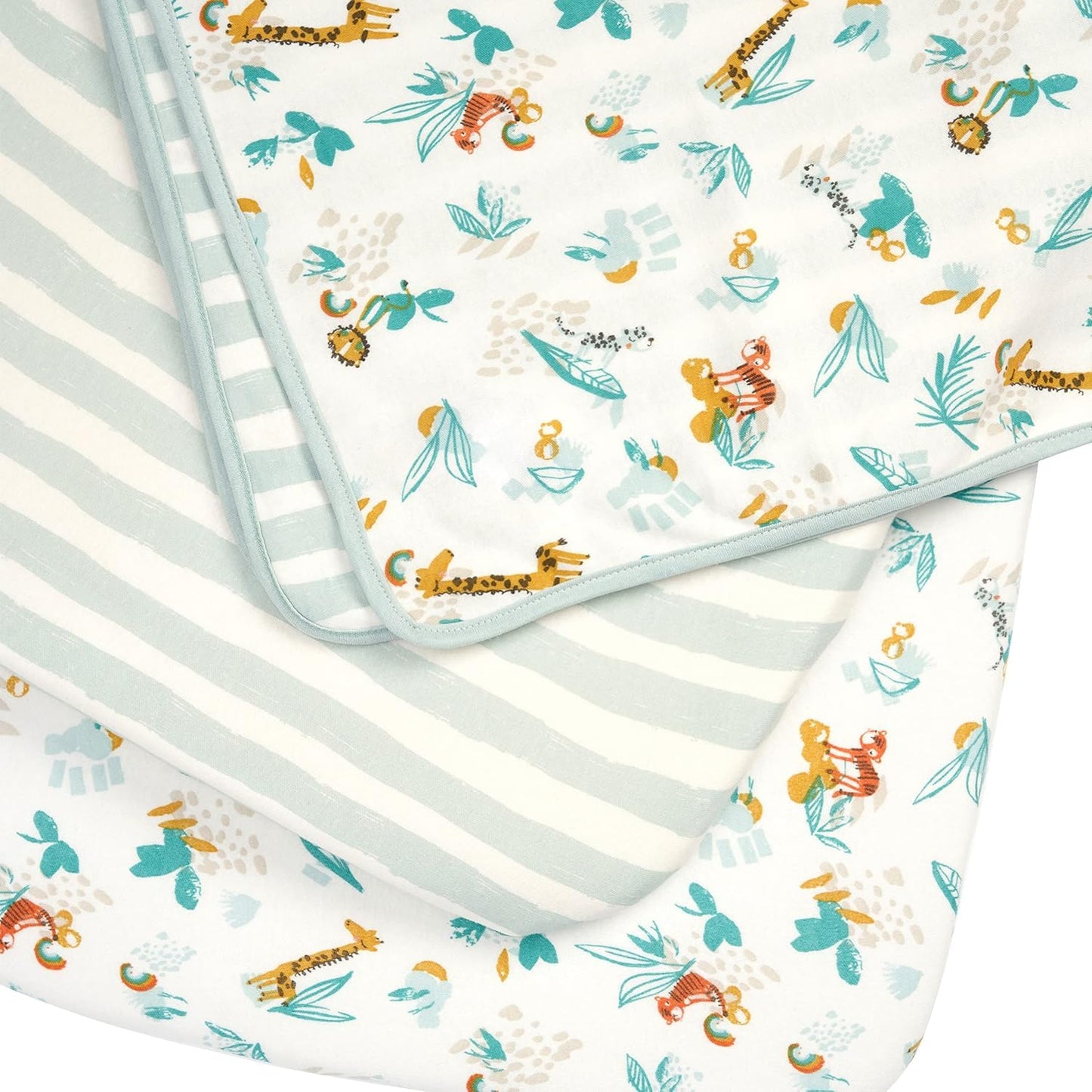 Tutti Bambini - Paquete de iniciación para moisés de noche, 2 sábanas bajeras de algodón orgánico y colcha reversible, artículos esenciales para bebés y recién nacidos, artículos imprescindibles para