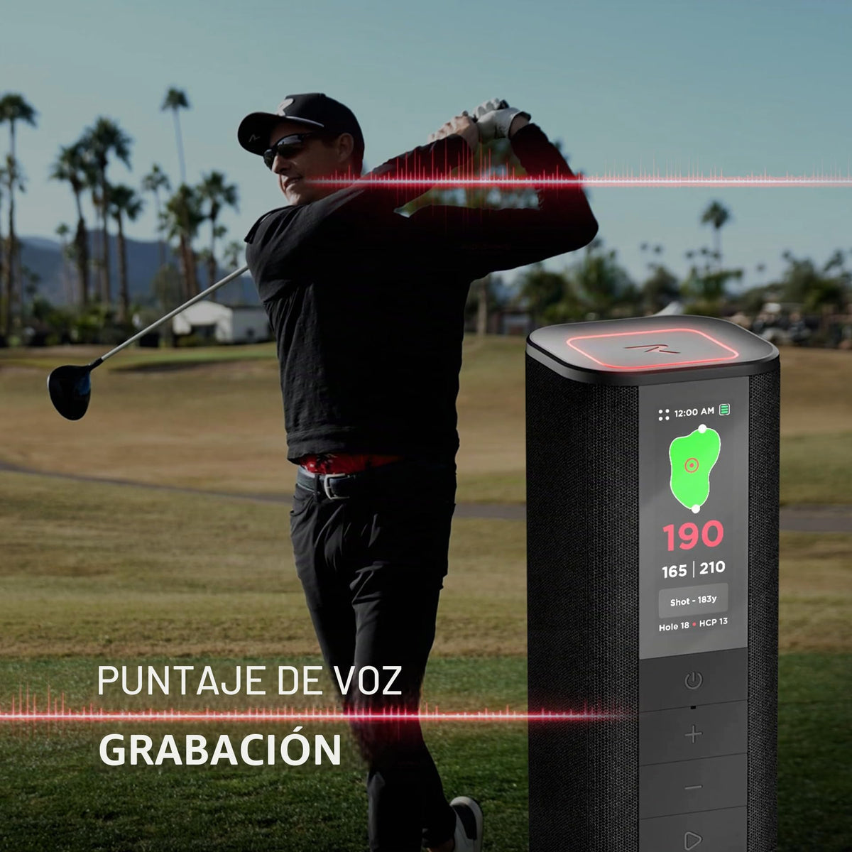 Altavoz GPS Sound Pro Golf Negro con Puntuación de Voz y Carrito de Golf Magnético