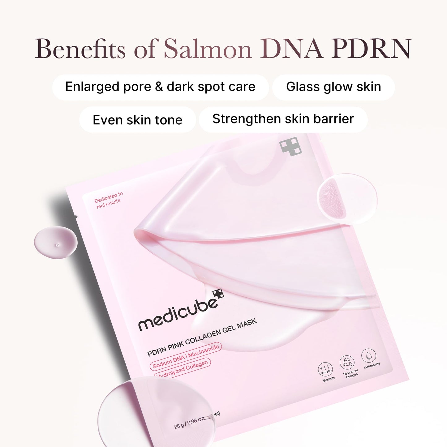 Medicube Salmon Dna Pdrn Máscara De Gel De Gelatina De Colágeno Rosa | Mascarilla De Noche Para Piel Brillante De Vidrio- Elasticidad, Hidratación, Reafirmante E Hidratante | Cuidado D