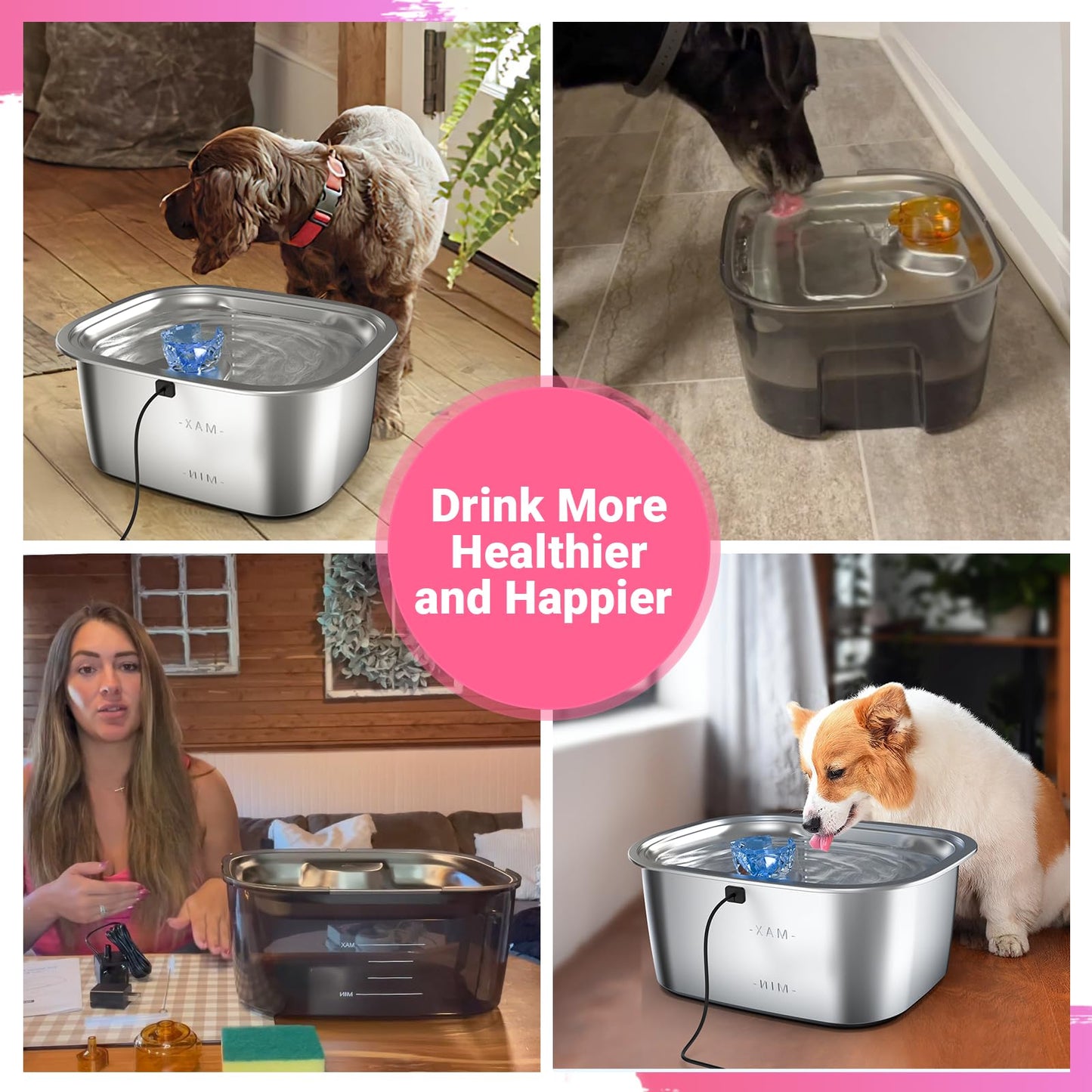 Filtros de repuesto para fuente de agua PETDOTT para perro de 2 galones, fuente de agua para gatos de gran capacidad, 7 capas de filtración vertical