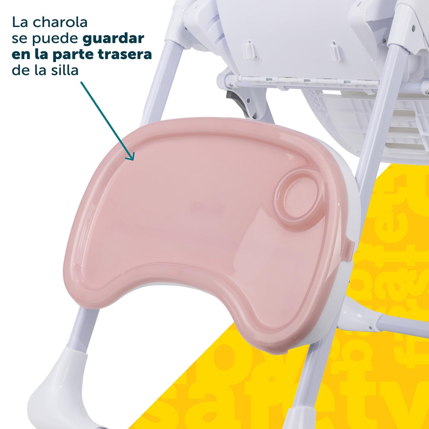 Safety 1st Silla Alta Periquera Tavola, Unicornios, 7 posiciones de altura, 3 de reclinación, reposapiés ajustable, doble charola, plegado compacto.
