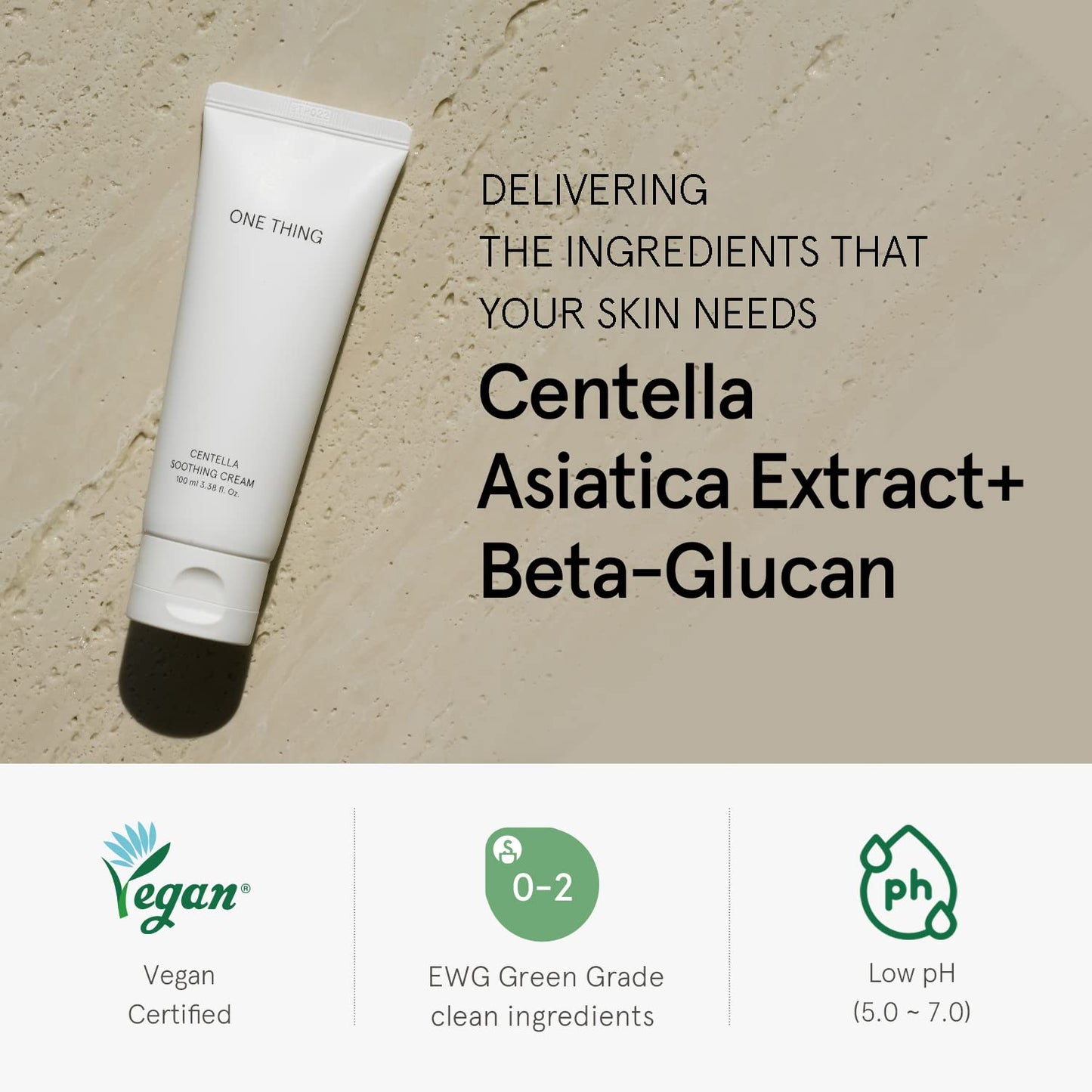 ONE THING Centella Crema calmante 3.38 fl. oz. | Hidratante facial hidratante vegano para todo tipo de piel | Cuidado de la piel coreano