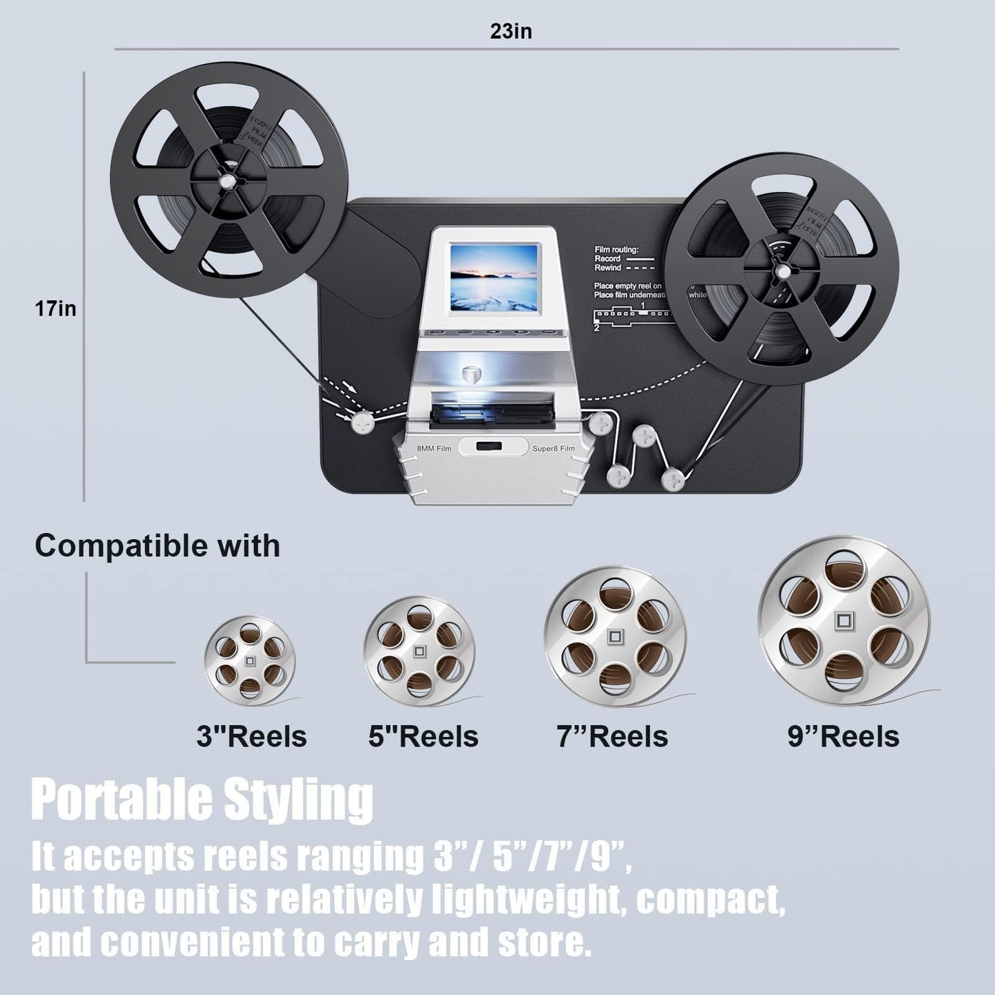 Digitalizador de película de 8 mm y Super 8 mm con visualización de 2.4 Pulgadas, el escáner de película Convierte el Marco de película por Marco a Archivos MP4 Digitales para visualizar,
