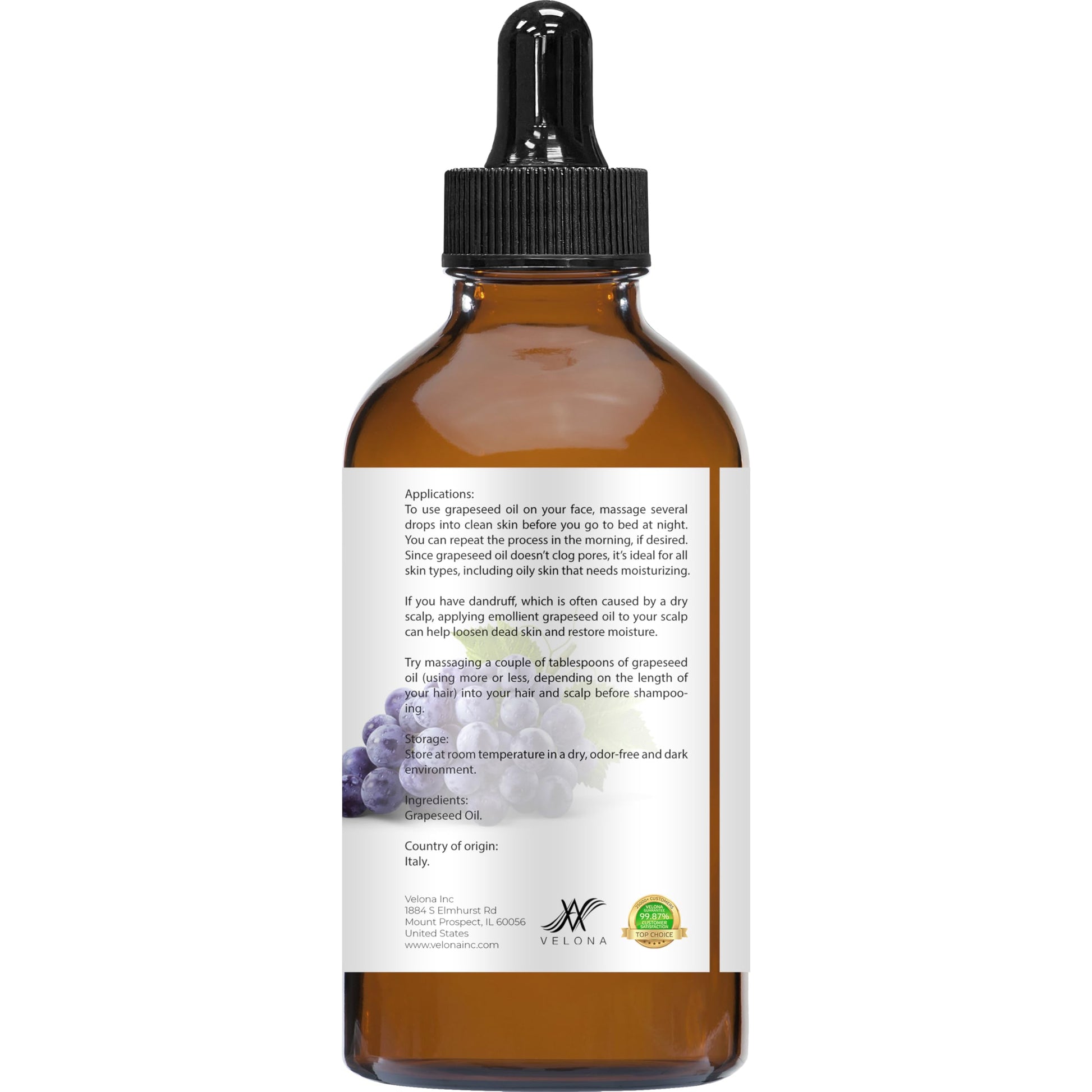 velona Aceite De Semilla De Uva 4 Fl Oz | Aceite Transportador Puro Y Natural | Refinado, Prensado En Frío | Cocina, Piel, Cara, Cuerpo, Cuidado Del Cabello | Usar Hoy - Enjoy Results