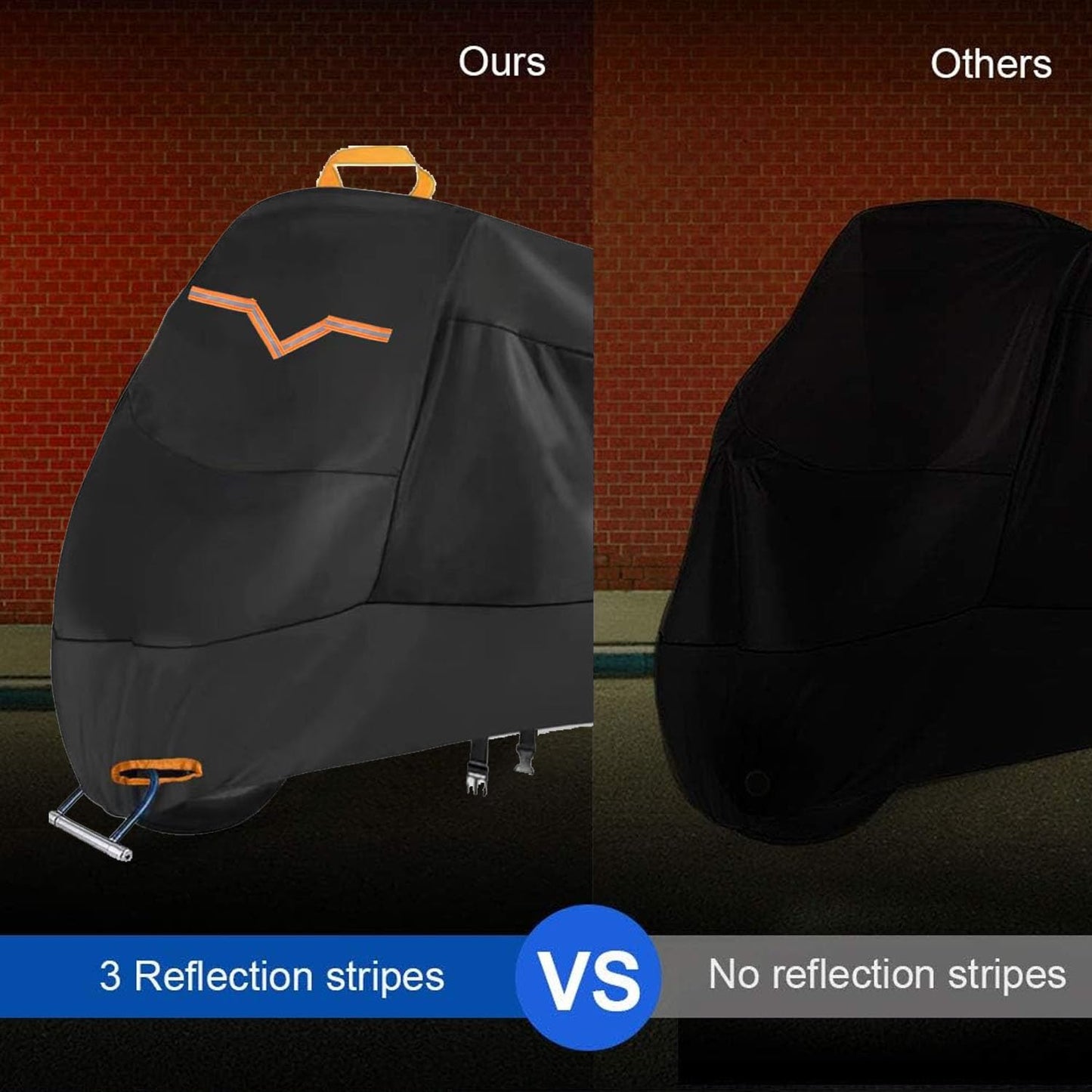 ANNA TOSANI Funda para Moto, 210D Impermeable Cubierta de Motocicleta Cubierta Protector para Moto Exterior y Interior con 3 Tiras Reflectantes y 2 Orificios para Cerradura para Moto 245x105x125cm