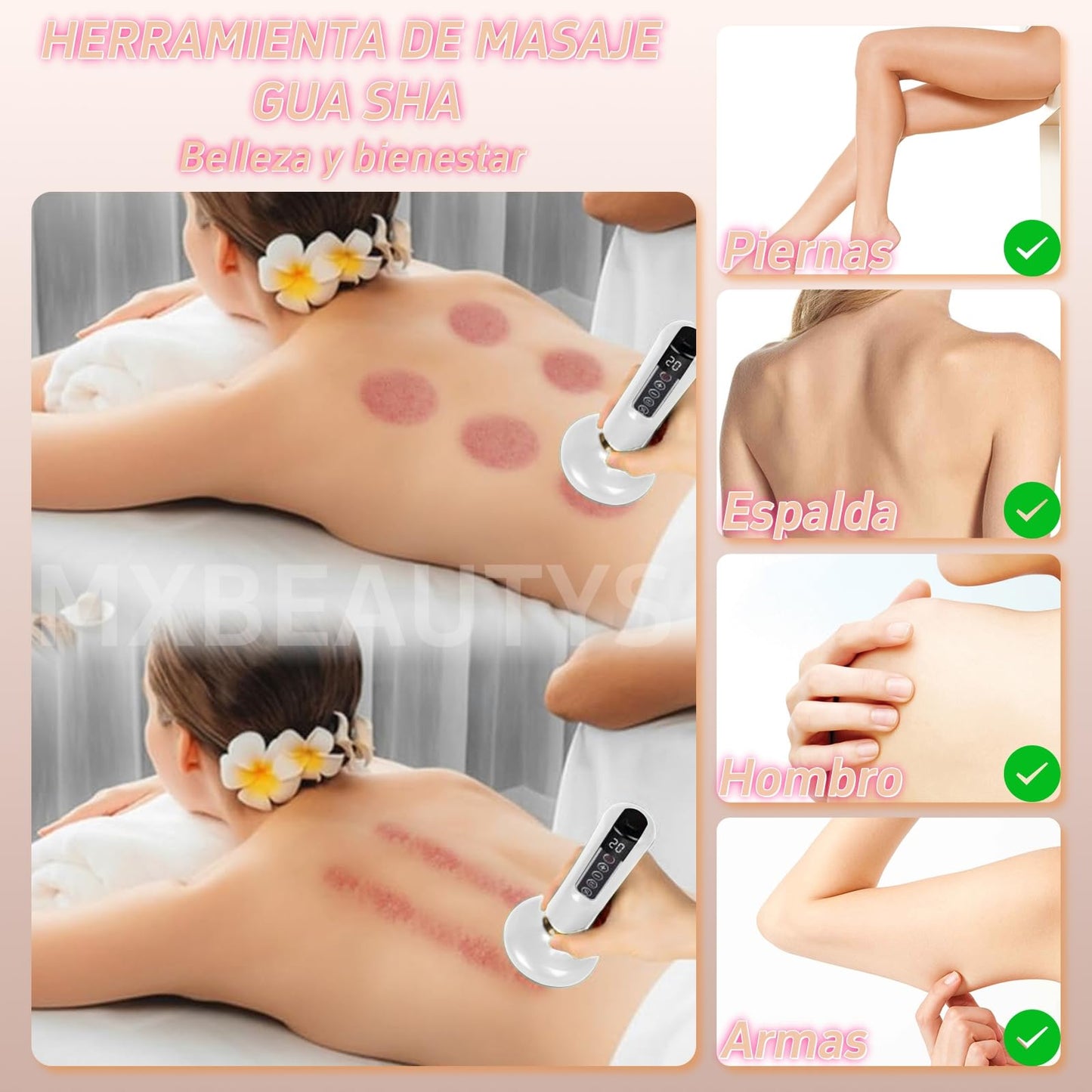 Masajeador AnticeluliTico Celulitis,Masajeador Corporal Multifuncional,con Tablero Gua Sha,Herramienta de Masaje eléctrico,12 Niveles con Calor, Removedoras de Grasa Eléctrica, para Brazo,Cintura