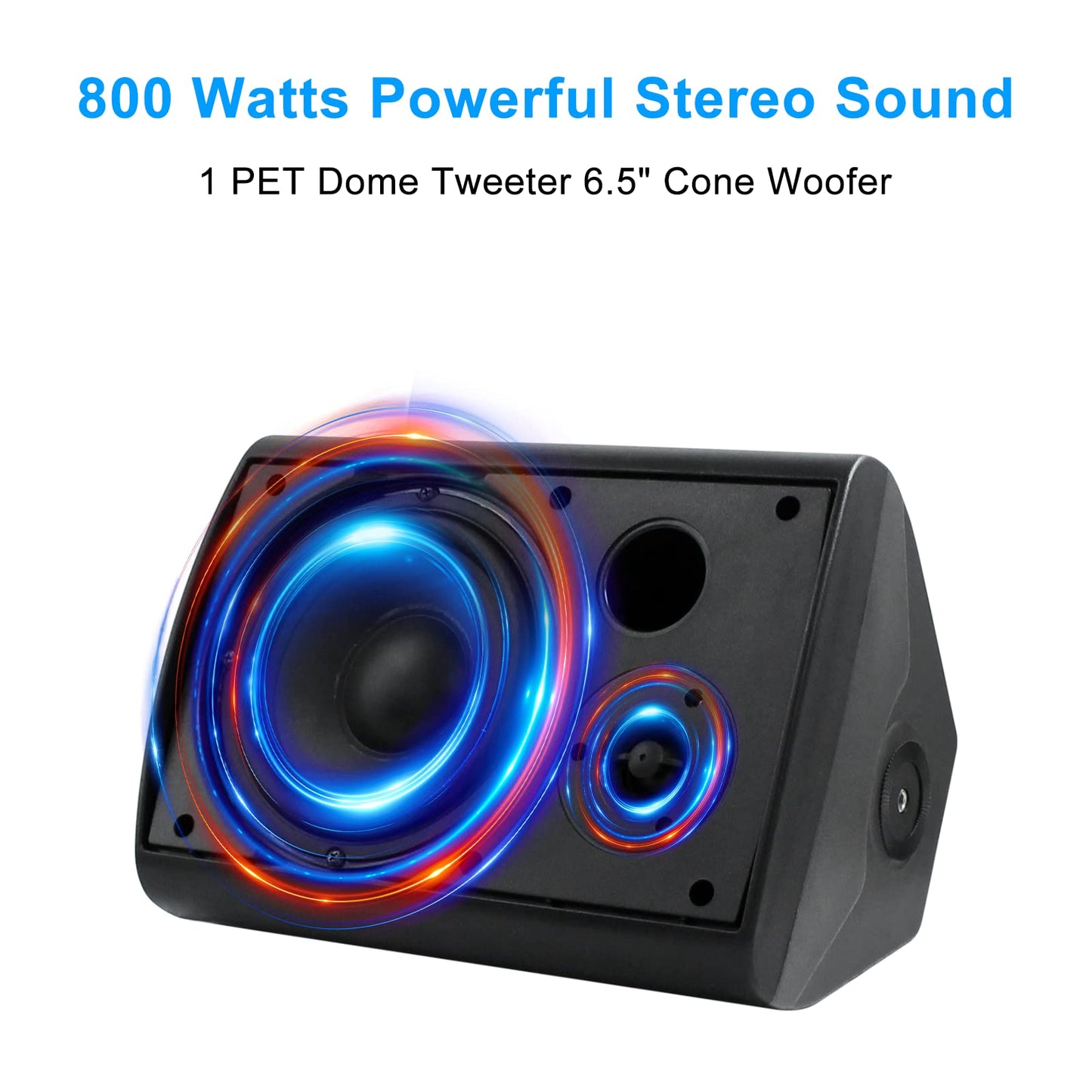 Herdio Bocinas para Exterior,6.5 Pulgadas 800W Altavoces para Exteriores, Resistente al Agua, Adecuado para el hogar, Patio, Terraza,Patio Trasero(4 Altavoces,Negros)