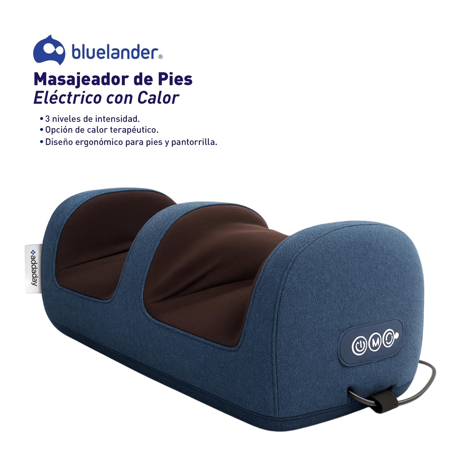 Bluelander Masajeador de Pies Eléctrico con Calor, 3 Niveles de Intensidad, Masajeador de Pantorrillas y Brazos Ergonómico, Ranura Masajeadora, Alivia el Dolor y Fatiga