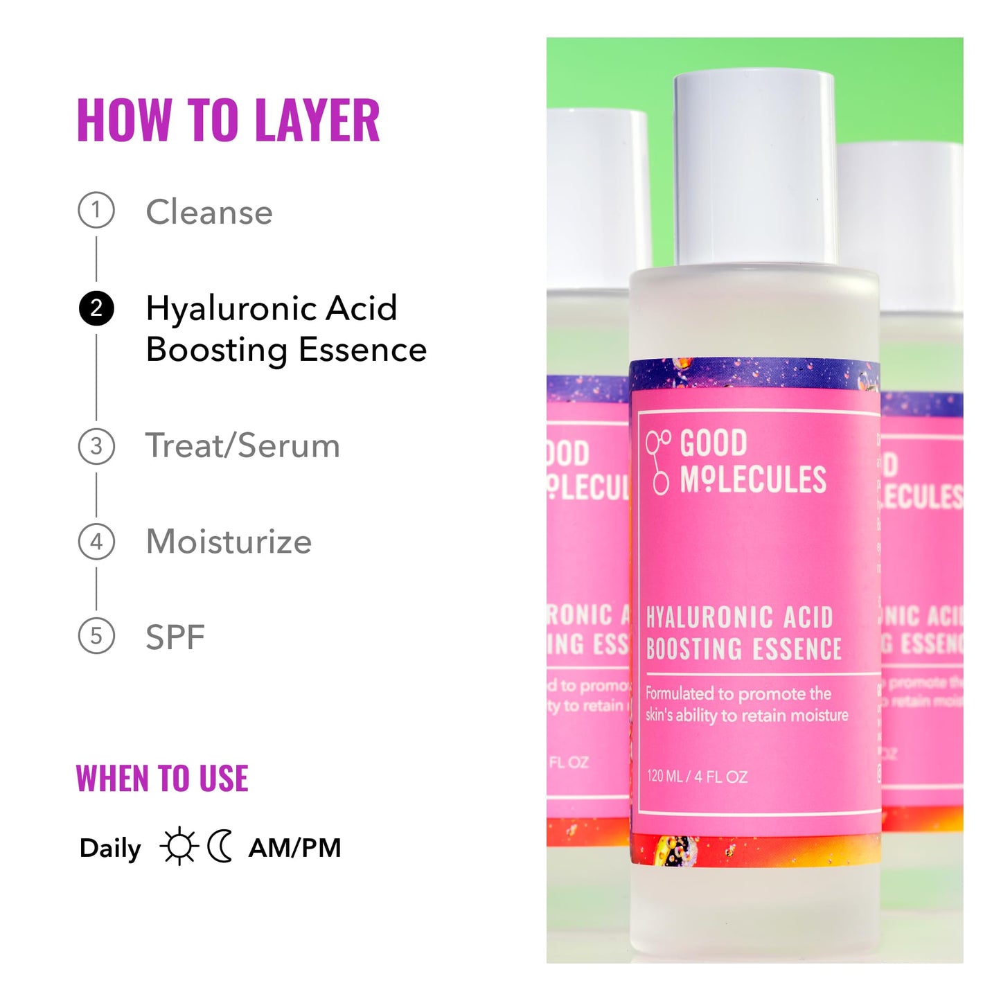 Good Molecules Hyaluronic Acid Boosting Essence 120ml/4oz - Facial Moisturizer Liquid Hydration with Tripeptides to Moisturize, Plump, Firm, Smooth Fine Lines - Water-Based, Anti-Aging Skin Care