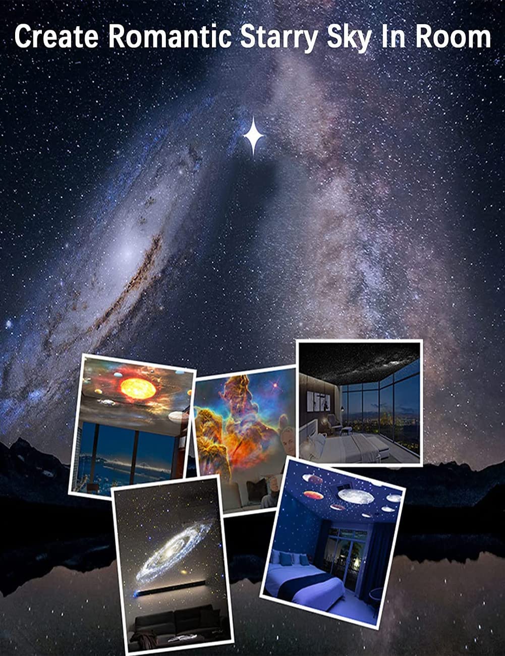 Proyector VanSmaGo Nebulosa Giratoria 360° Estrellada para Decoración de Recámara para Niños