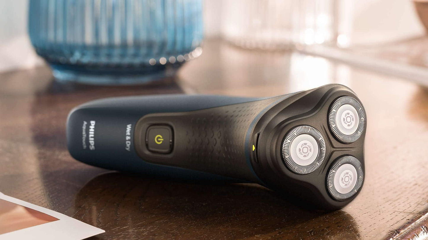 Philips Shaver 1100 Wet or Dry Electric Shaver - Black and Blue - S1121/41