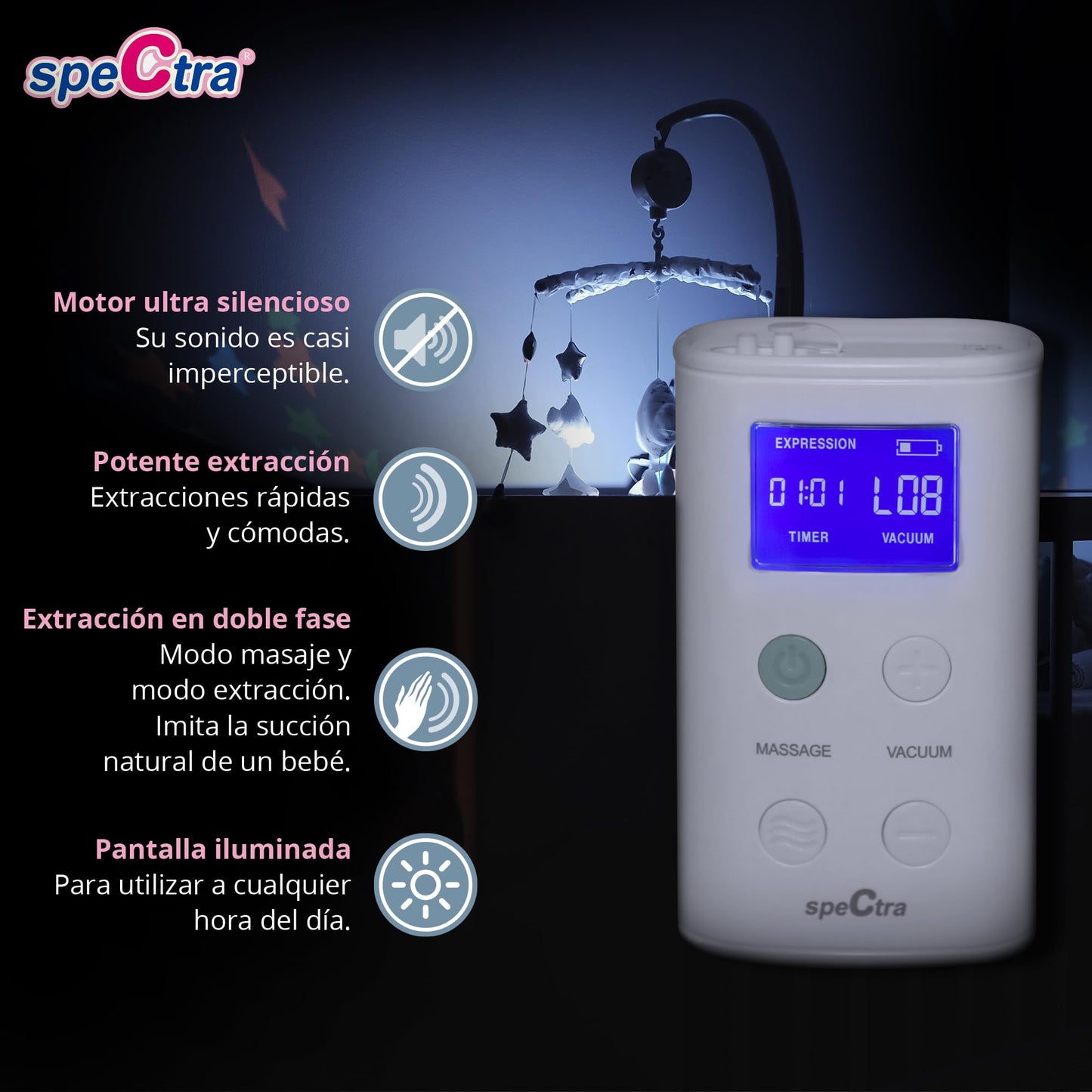 Extractor de Leche Eléctrico Doble Portátil Spectra 9 Plus Original con Bolsa Hielera y Batería Recargable