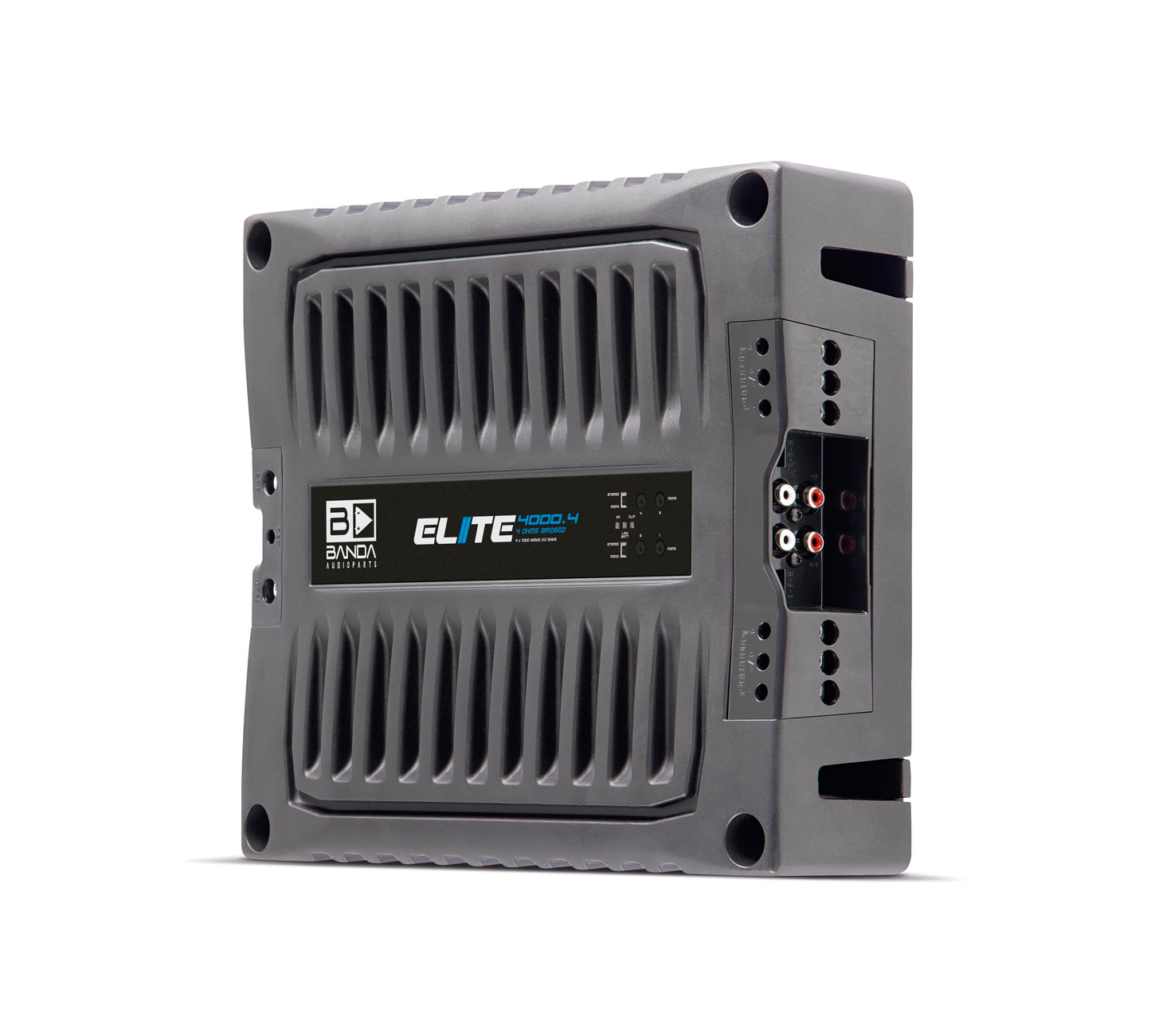 BANDA Audioparts ELITE4000.42OHMS 4 canales 1000 vatios máximo @ 2 ohmios amplificador de audio para coche con filtro de paso alto y filtro de paso bajo, negro - 4000.42OHM
