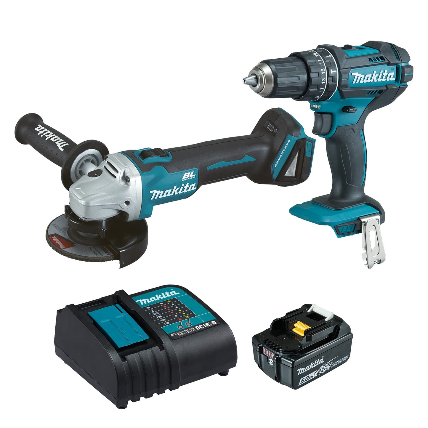 Makita Combo de rotomartillo y miniesmeril 4-1/2 inalambrico 18V DLX2402ST