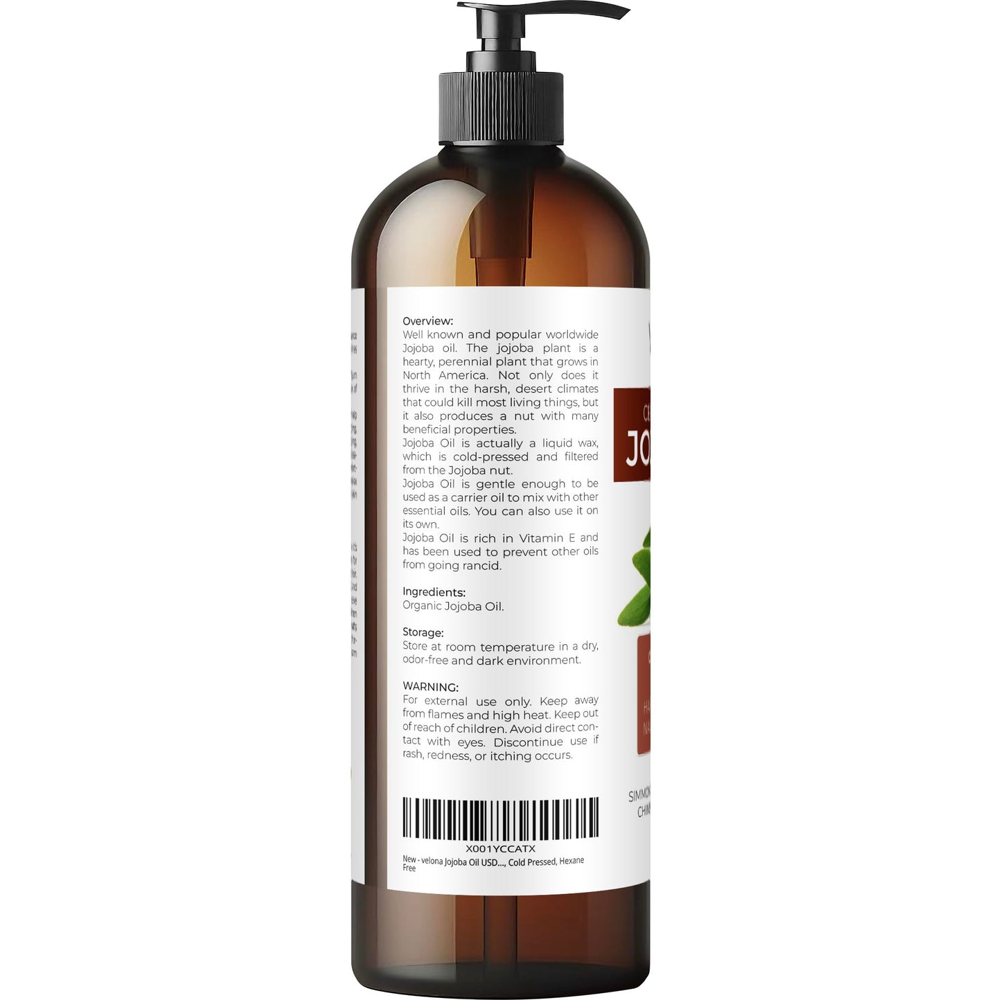 JOJOBA Oil Golden Organic Carrier UNREFINED Cold Pressed RAW Virgin (16oz)