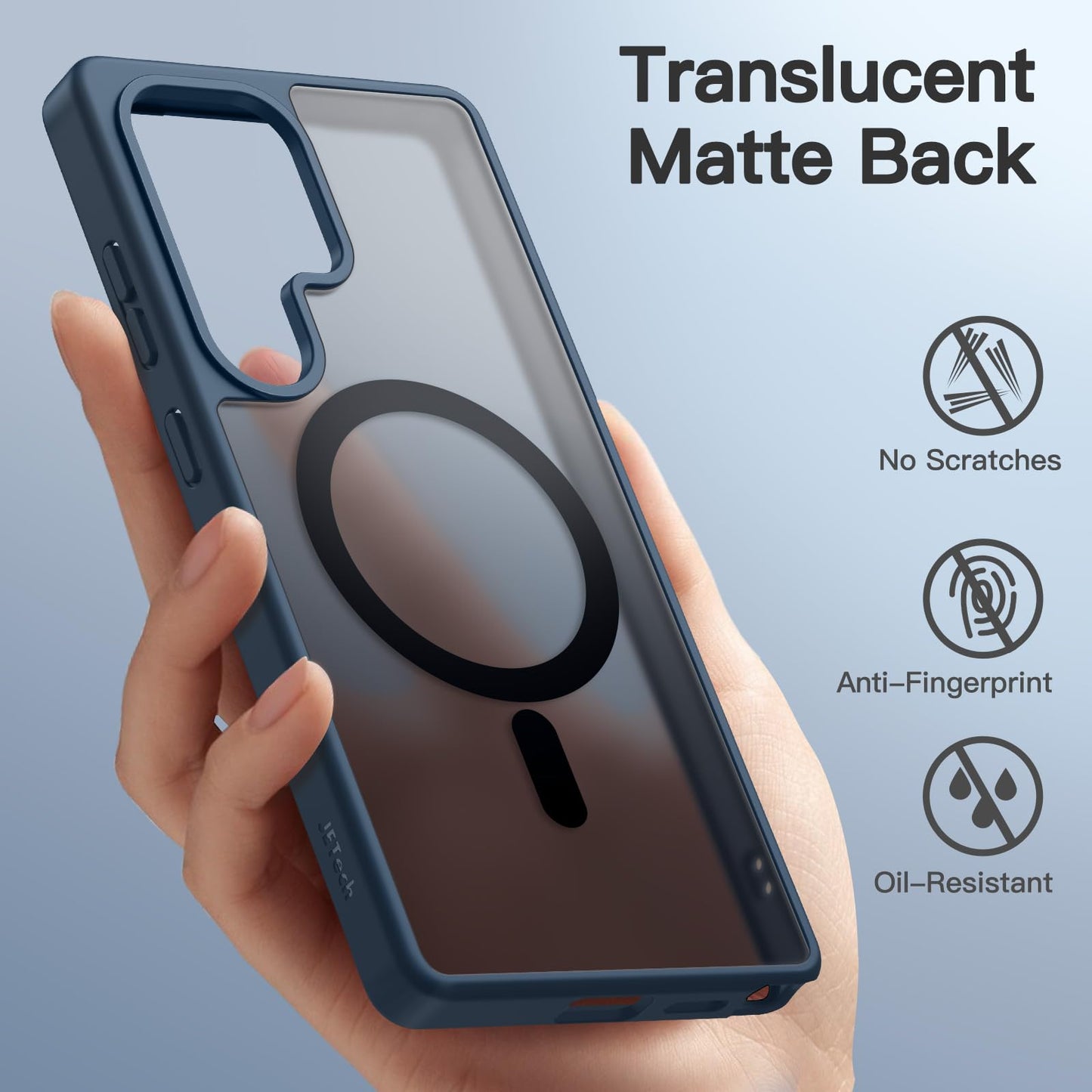 JETech Funda Magnética para Samsung Galaxy S25 Ultra 5G, Compatible con MagSafe, Carcasa Antigolpes Translúcida Mate Respaldo (Azul Tempestad)
