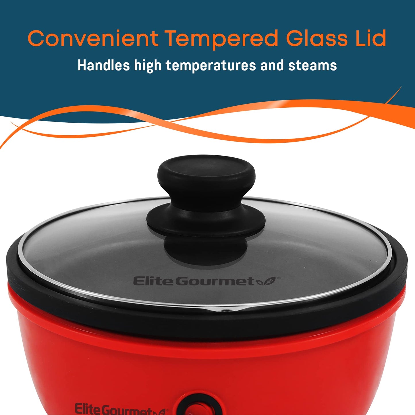 Elite Gourmet EGL-6101 - Sartén para freír personal, calentamiento rápido, sartén eléctrica antiadherente de 650 vatios con tapa de vidrio templado, color rojo