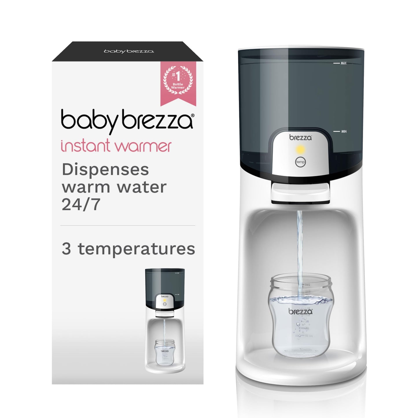 Baby Brezza Calentador instantáneo de biberones – Haz que el biberón caliente de fórmula al instante. Dispensa agua tibia 24/7. 3 temperaturas; no más esperar con un calentador de botellas tradicional
