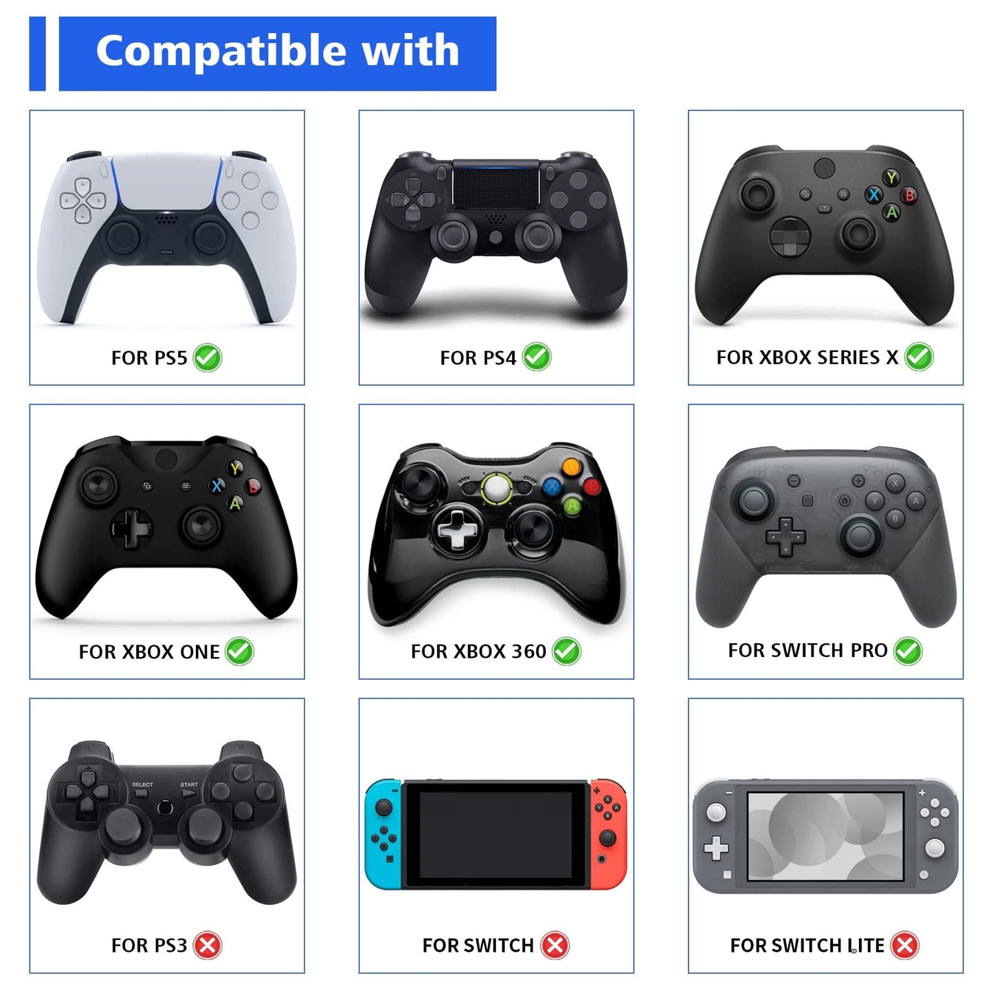 Agarres para Pulgar PlayVital Rojo con 3 Alturas Convexo y Cóncavo para PS5, PS4, Xbox Series, Switch Pro