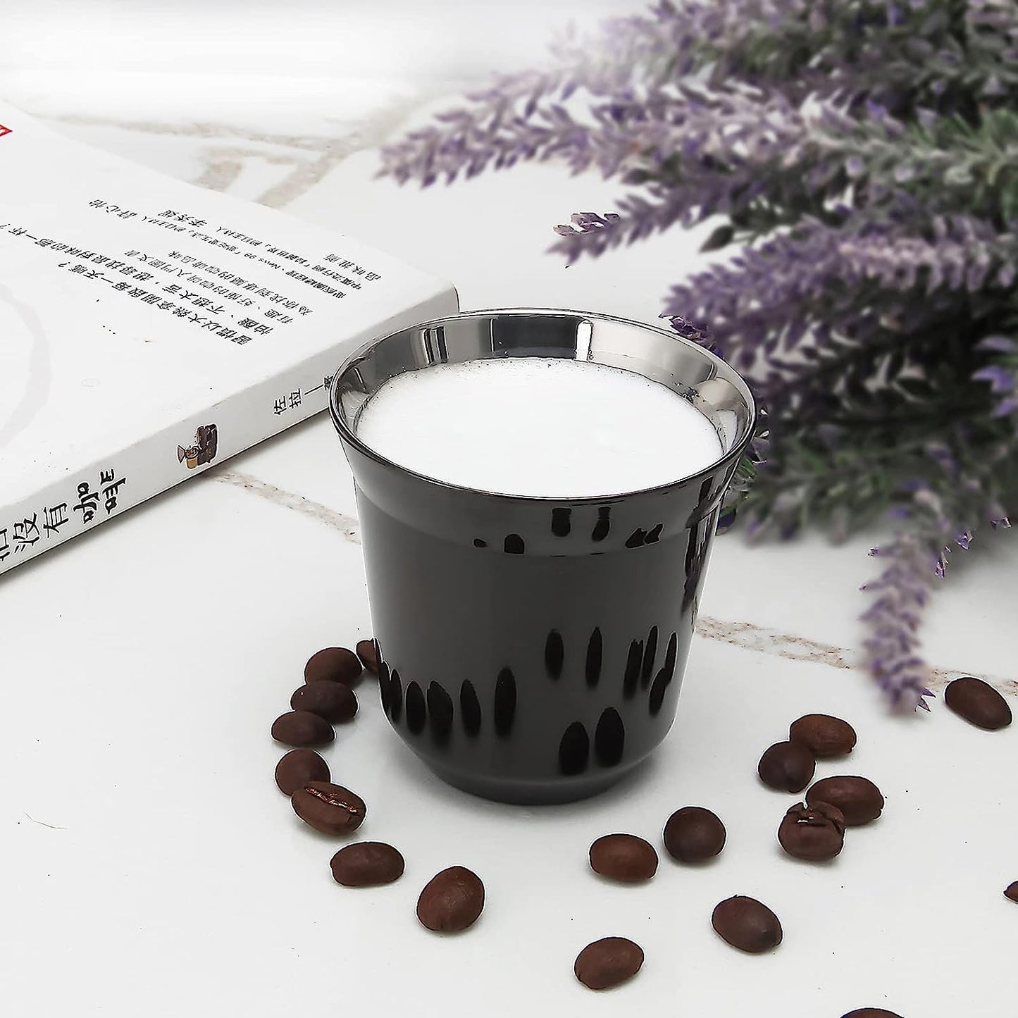 Easyworkz Juego de tazas de espresso de acero inoxidable con aislamiento de doble pared, 150 ml