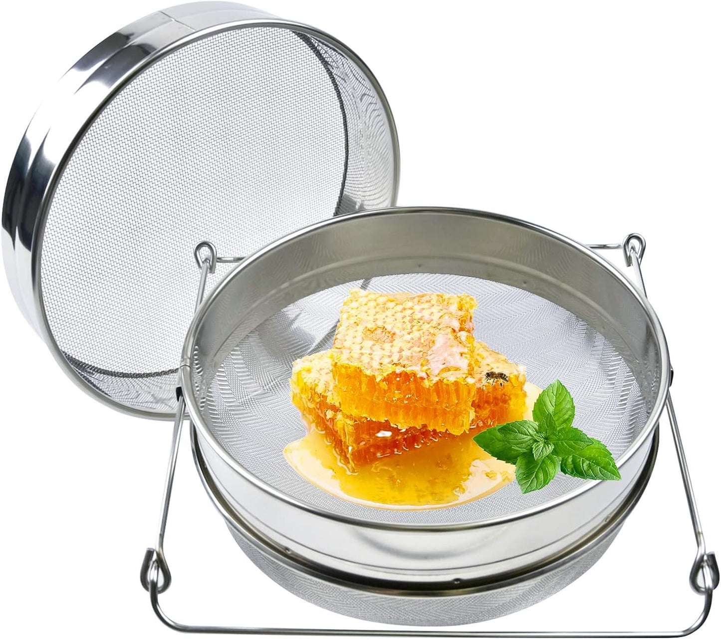 Filtro de miel de acero inoxidable con filtro de miel doble tamiz colador de desechos de miel, equipo extractor de miel para cubeta de 5 galones y miel