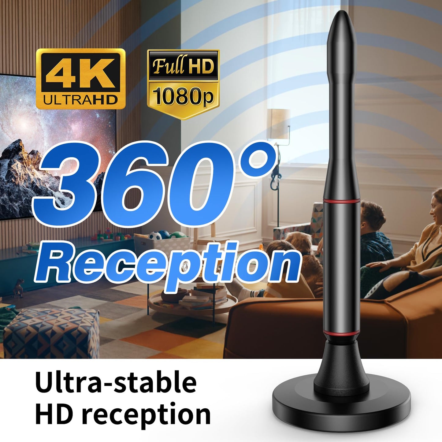 Oaitree Antena de TV para Smart TV, Antena de TV Digital para Smart TV, Antena de TV HD para Interiores, Antena de TV Digital HD en Interiores, Antena de televisión Perfecta para Canales 4K 1080P.