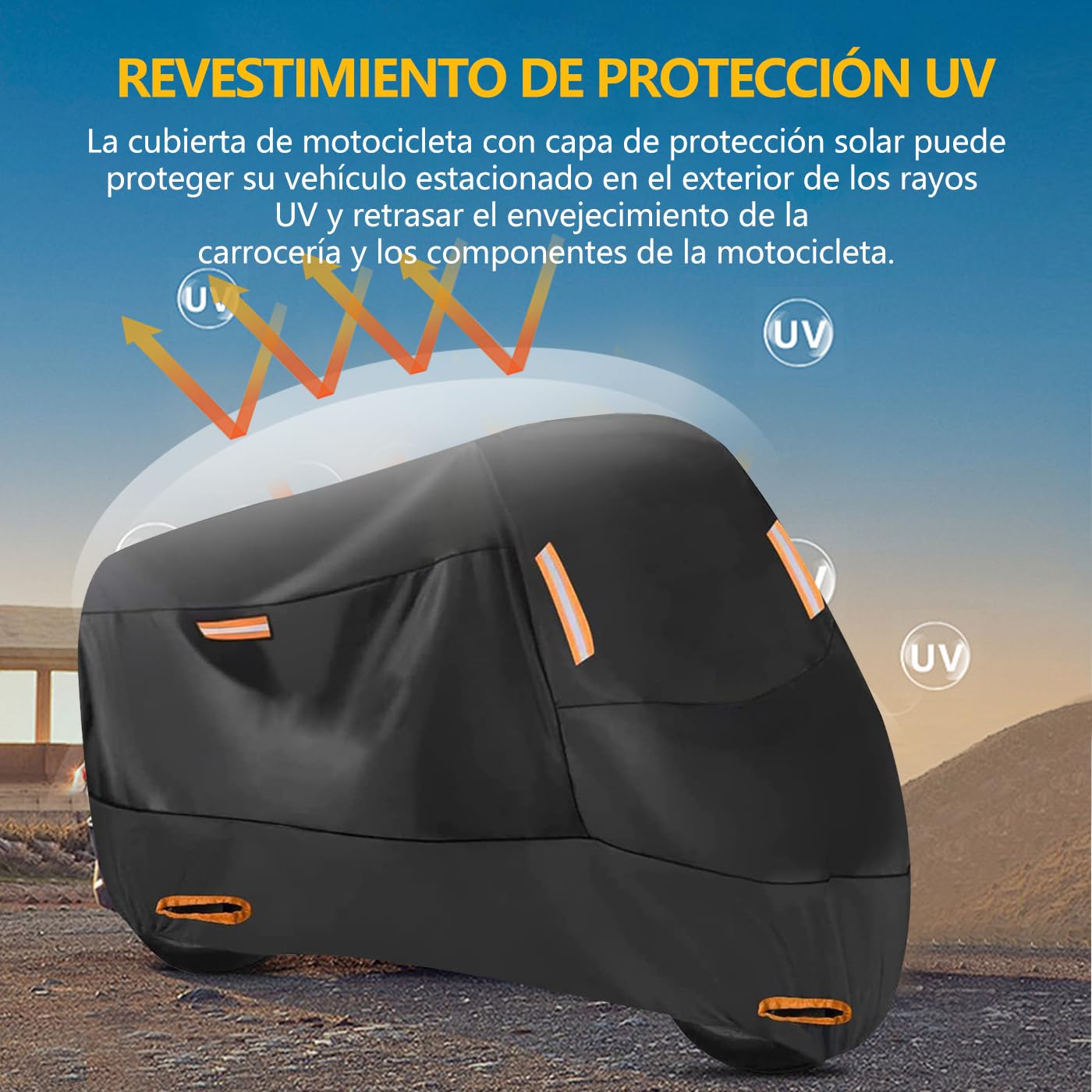 FOTOAZUL Funda para Moto Impermeable 210D Oxford Cubierta de Motocicleta Protector para Bicicleta Exterior, Protección Completa Resistente al Agua, al Polvo y al Viento, Accesorios para Moto - XXL