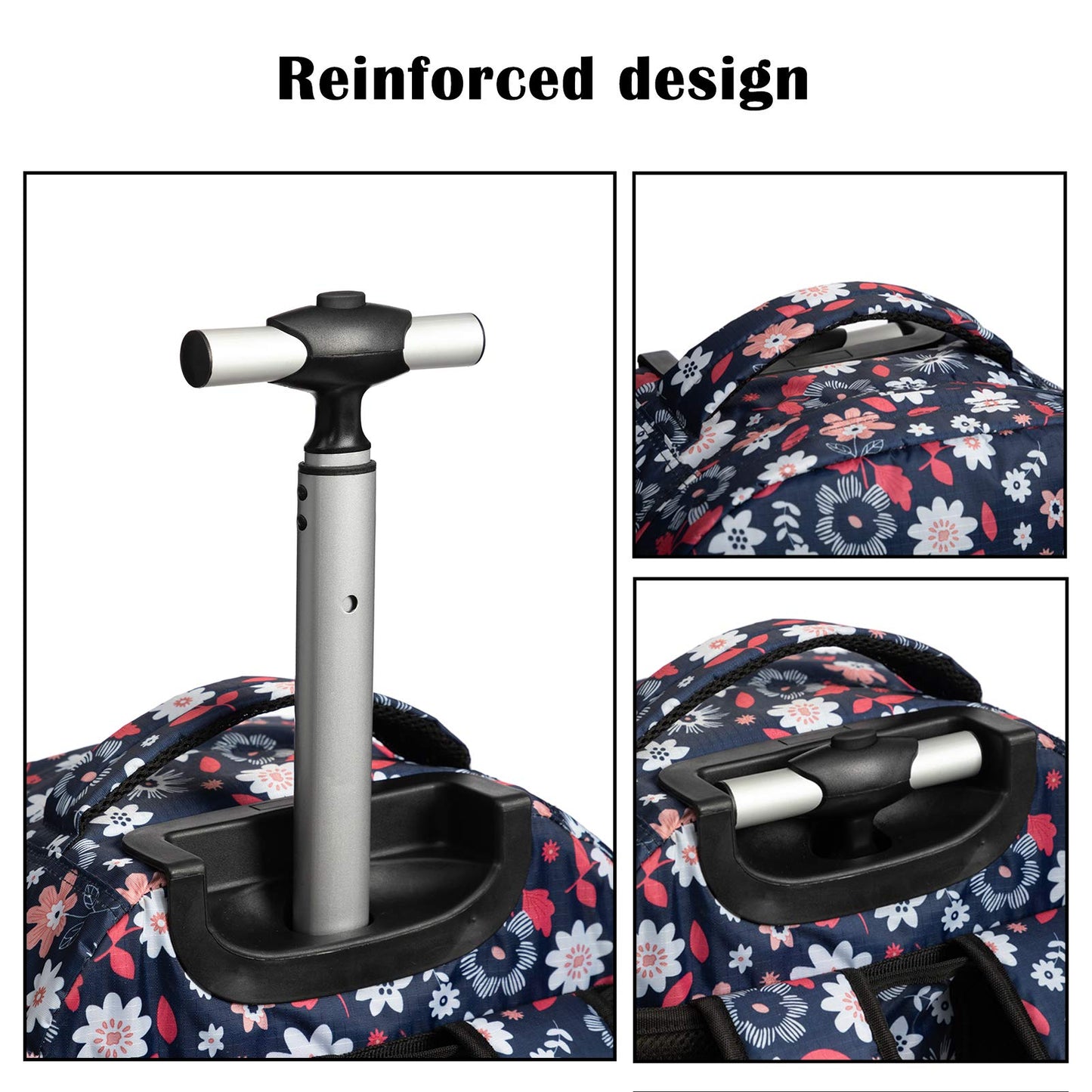 Mochila Rodante SKYMOVE Margaritas con Múltiples Compartimentos para Libros y Portátil