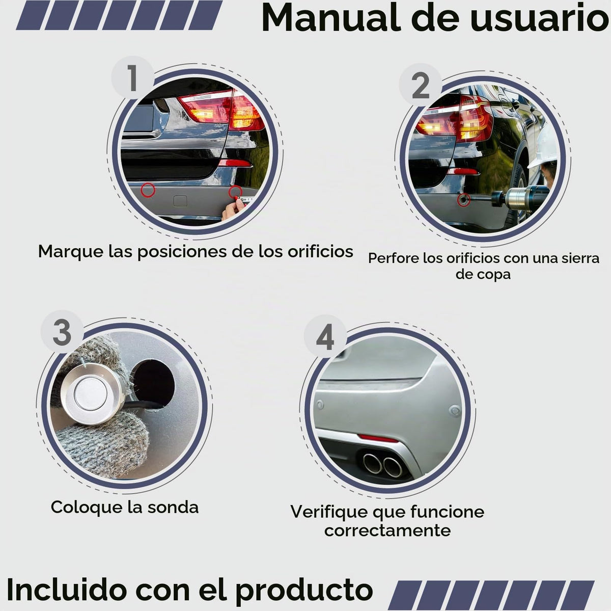 Kit de Sensores de Estacionamiento Sandetoun Plateado