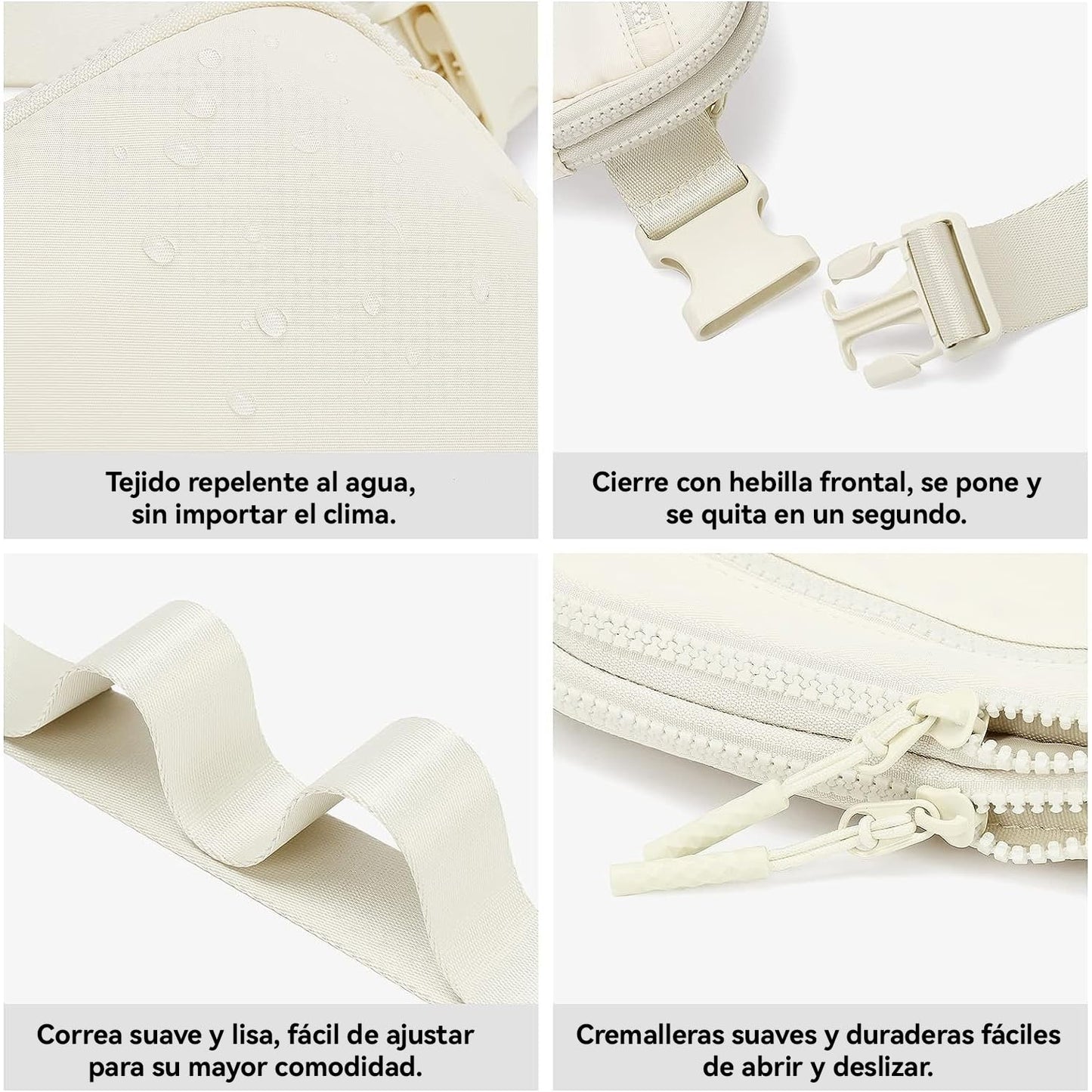 CXJYSD Riñonera de moda casual para hombres y mujeres,correa de hombro ajustable multifuncional,bolso cruzado con 4 bolsillos con cremallera, adecuado para hacer ejercicio,correr (Blanco-02)