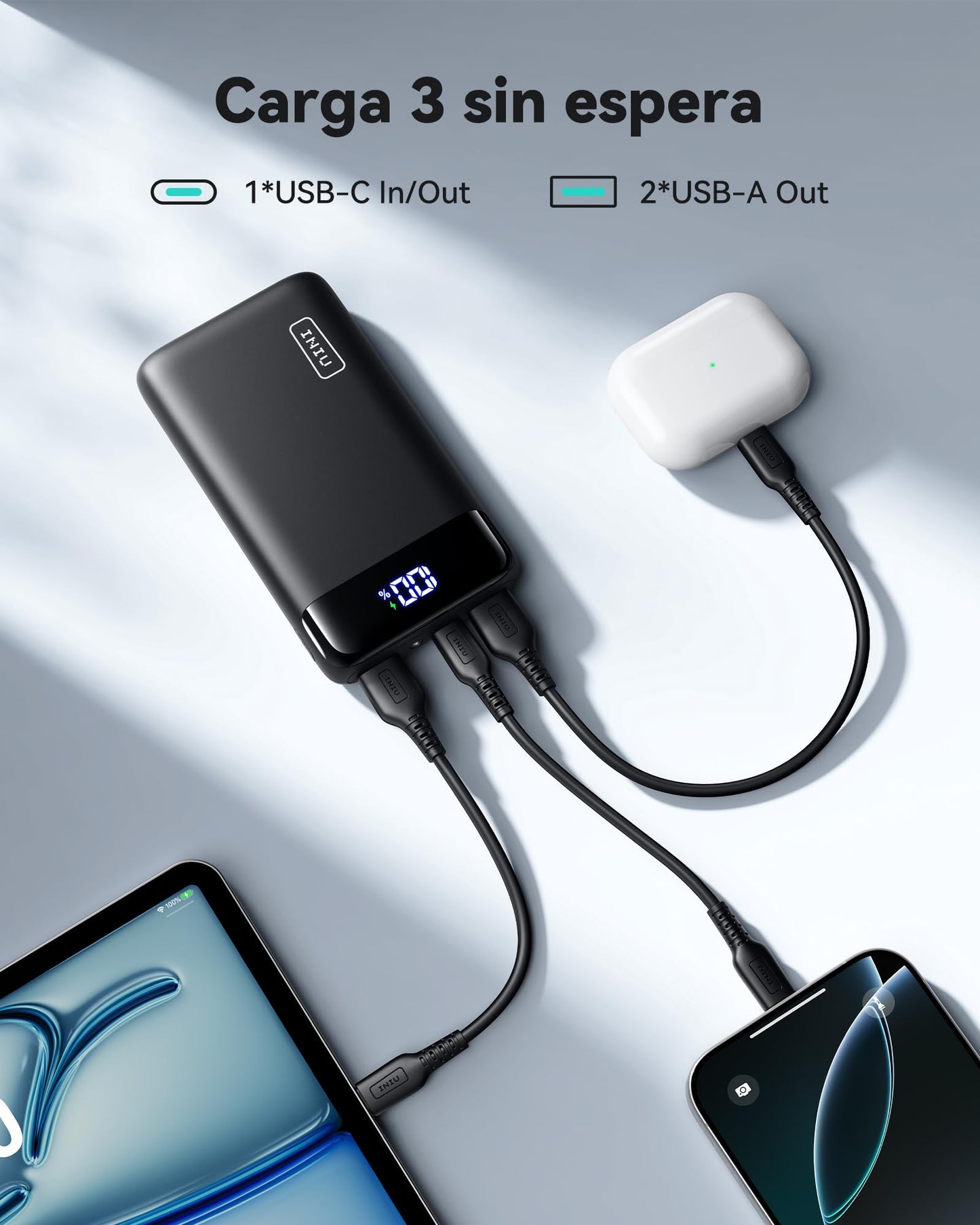 INIU Power Bank 20000mah, Bateria Portatil PD 22.5W Cargador Tipo C Carga Rapida, Cargador Portatil para iPhone 16 Pro Max 15 14 13 Mini, Samsung Galaxy, Xiaomi 15 Pro 14 Ultra, pixel, iPad, LG Tablet