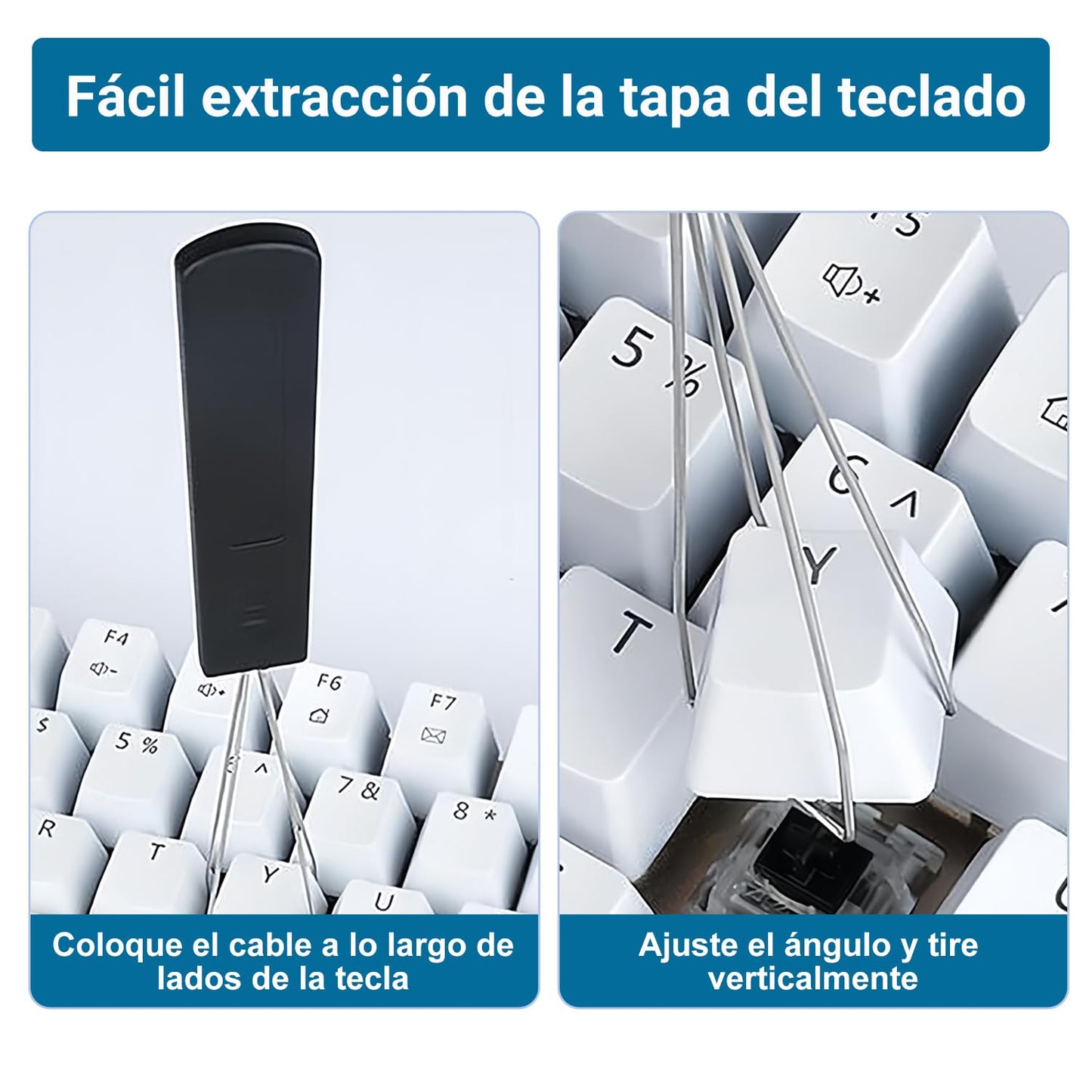 3PCS Extractores de Teclado, Cepillo de Limpieza de Teclado, Extractor de Teclado de Acero Inoxidable, Extractor de Teclado de Ordenador y Herramienta de Limpieza de Teclado (Negro)