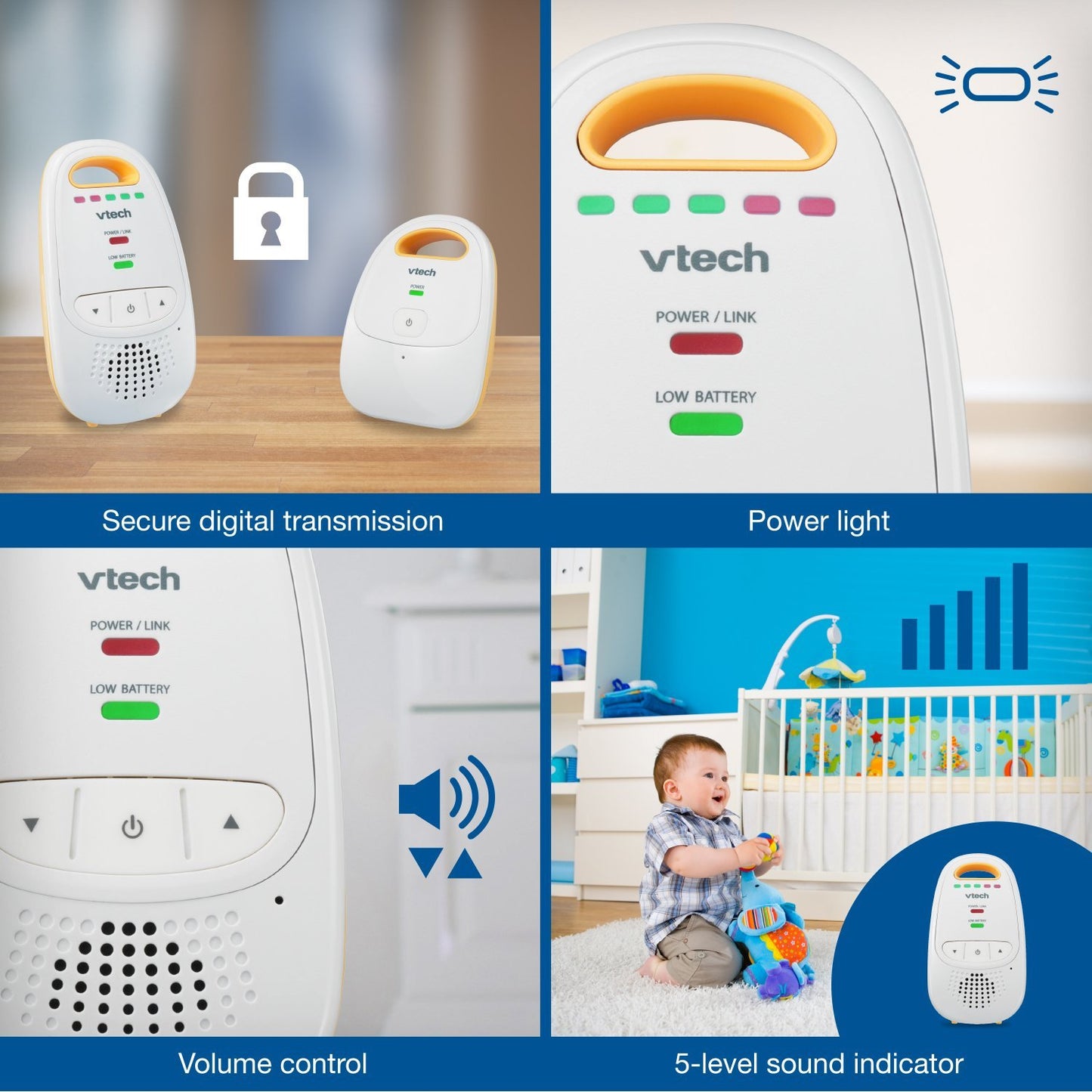 Monitor de Audio Digital VTech Communications Blanco con Unidad para Padres