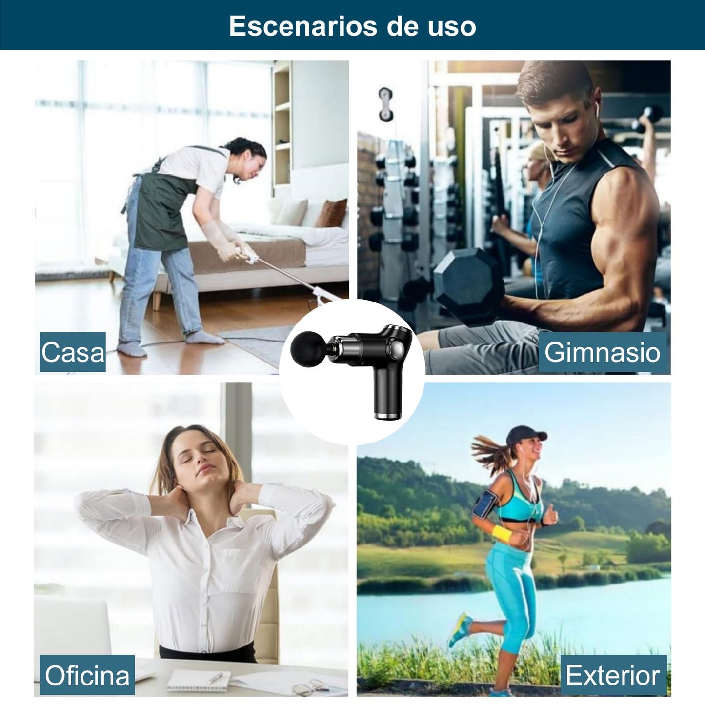 Pistola de Masaje Muscular, Masaje Eléctrico Mano con 8 Cabezales y 32 Velocidades Ajustables,Masajeador Muscular De Tejido Profundo para Atletas, Masajeador Deportivo Eléctrico Portátil de Relajación