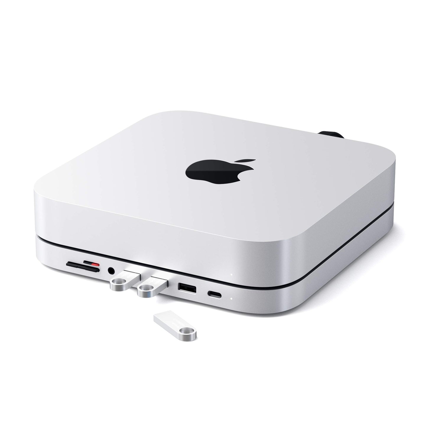 Satechi Hub USB C - Soporte y Hub de Aluminio Tipo C - Puerto de Datos USB-C, lectores de Tarjetas Micro/SD, USB 3.0 y Puerto de Conector de Auriculares - para Mac Studio, Mac Mini M2/M1 (no