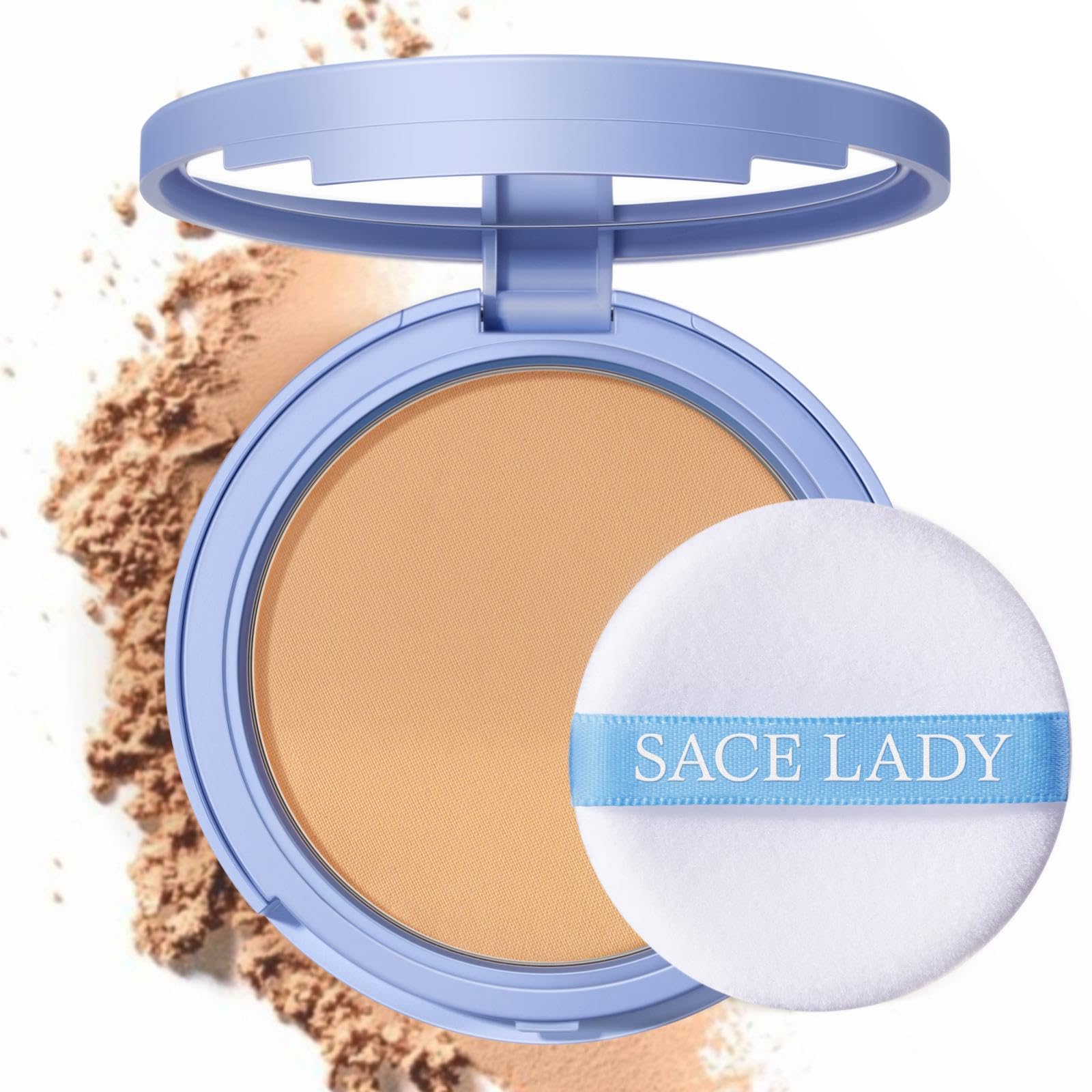 Base Polvo Compacto SACE LADY Control de Aceite Mate, Maquillaje Duradero Con Harina Impermeable, Adecuado Para Cosméticos Femeninos Sin Defectos (03, 0.35Oz)